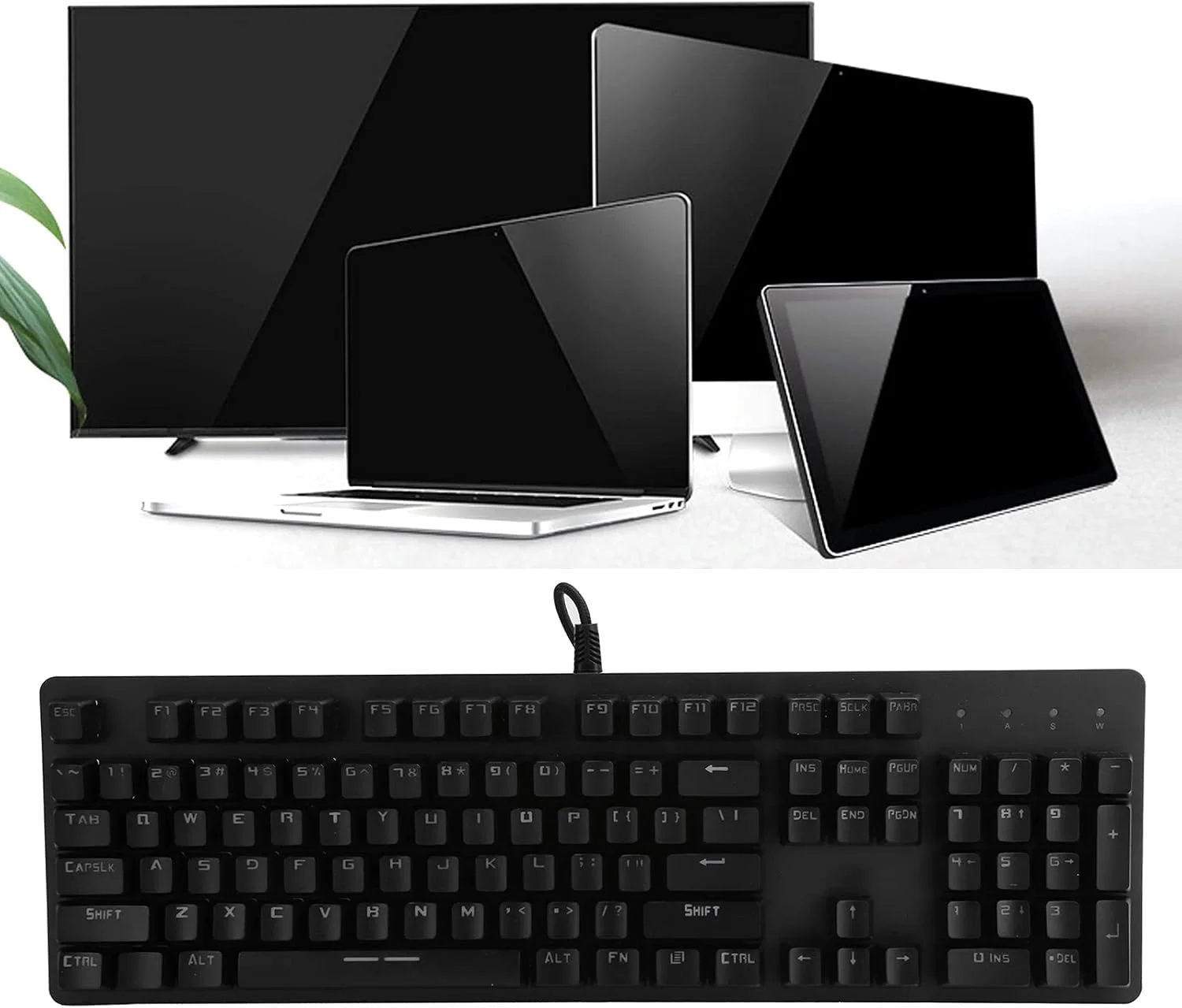 ست کیبورد و ماوس سیم دار، ست ترکیبی کیبورد و ماوس مکانیکی با 104 کلید، کیبورد و ماوس گیمینگ RGB سیم دار، طراحی ارگونومیک، شفت/سوئیچ مکانیکی