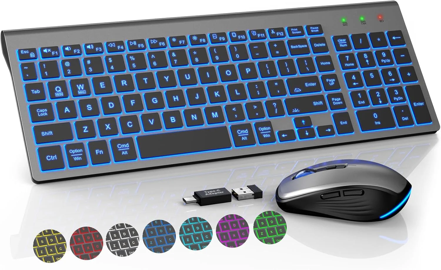 ست کیبورد و ماوس بی سیم نور پس زمینه دار SABLUTE - کیبورد جمع و جور و بی صدا با ماوس RGB، قابل شارژ، باریک، حالت خواب، ست کیبورد و ماوس بی سیم قابل حمل برای مک، ویندوز، لپ تاپ (خاکستری فضایی) ست کیبورد و ماوس بی سیم نور پس زمینه دار SABLUTE - کیبورد جمع و جور و بی صدا با ماوس RGB، قابل شارژ، باریک، حالت خواب، ست کیبورد و ماوس بی سیم قابل حمل برای مک، ویندوز، لپ تاپ (خاکستری فضایی)