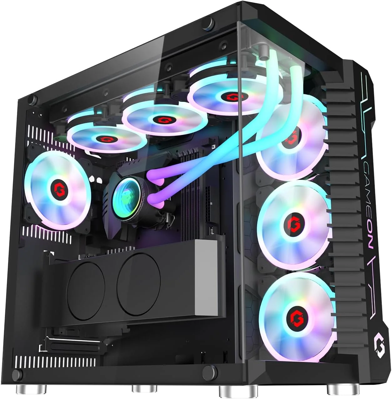 کیس گیمینگ مید تاور GAMEON Emperor Midnight III Series، نورپردازی 120mm ARGB+PWM، شیشه حرارت دیده، فن های خنک کننده RGB از پیش نصب شده، فیلترهای گرد و غبار، سازگاری گسترده با مادربرد، مشکی کیس گیمینگ مید تاور GAMEON Emperor Midnight III Series، نورپردازی 120mm ARGB+PWM، شیشه حرارت دیده، فن های خنک کننده RGB از پیش نصب شده، فیلترهای گرد و غبار، سازگاری گسترده با مادربرد، مشکی