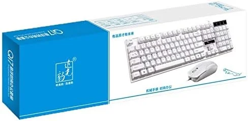 مجموعه ماوس و کیبورد سیم دار USB گیمینگ و اداری GHZHEGIZHUND مدل Q17 با 104 کلید، طول کابل کیبورد: 1.4 متر، طول کابل ماوس: 1.3 متر (مشکی) لوازم جانبی کامپیوتر