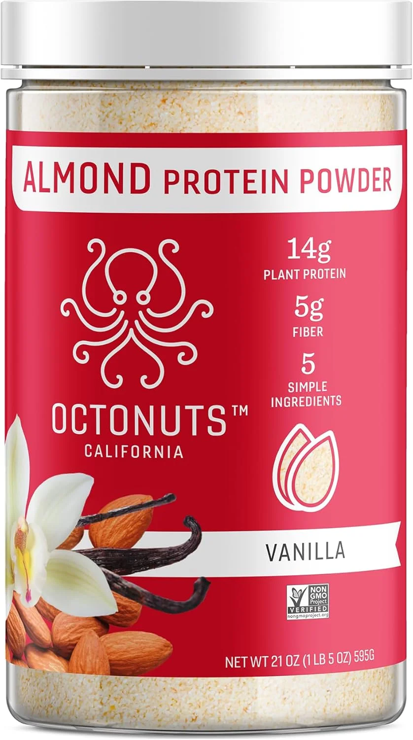 پودر پروتئین بادام وانیلی Octonuts، 21 اونس، تهیه شده با بادام کالیفرنیا، 14 گرم پروتئین گیاهی، کتو، مناسب برای رژیم پالئو، وگان، بدون گلوتن، 17 سروینگ پودر پروتئین بادام وانیلی Octonuts، 21 اونس، تهیه شده با بادام کالیفرنیا، 14 گرم پروتئین گیاهی، کتو، مناسب برای رژیم پالئو، وگان، بدون گلوتن، 17 سروینگ