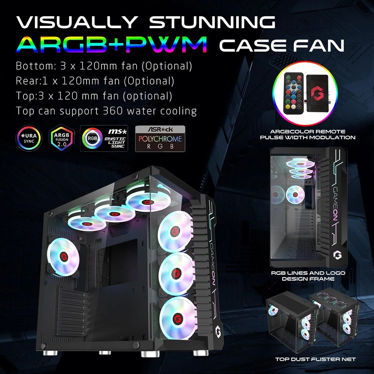 کیس گیمینگ مید تاور GAMEON Emperor Midnight III Series، نورپردازی 120mm ARGB+PWM، شیشه حرارت دیده، فن های خنک کننده RGB از پیش نصب شده، فیلترهای گرد و غبار، سازگاری گسترده با مادربرد، مشکی کیس گیمینگ مید تاور GAMEON Emperor Midnight III Series، نورپردازی 120mm ARGB+PWM، شیشه حرارت دیده، فن های خنک کننده RGB از پیش نصب شده، فیلترهای گرد و غبار، سازگاری گسترده با مادربرد، مشکی