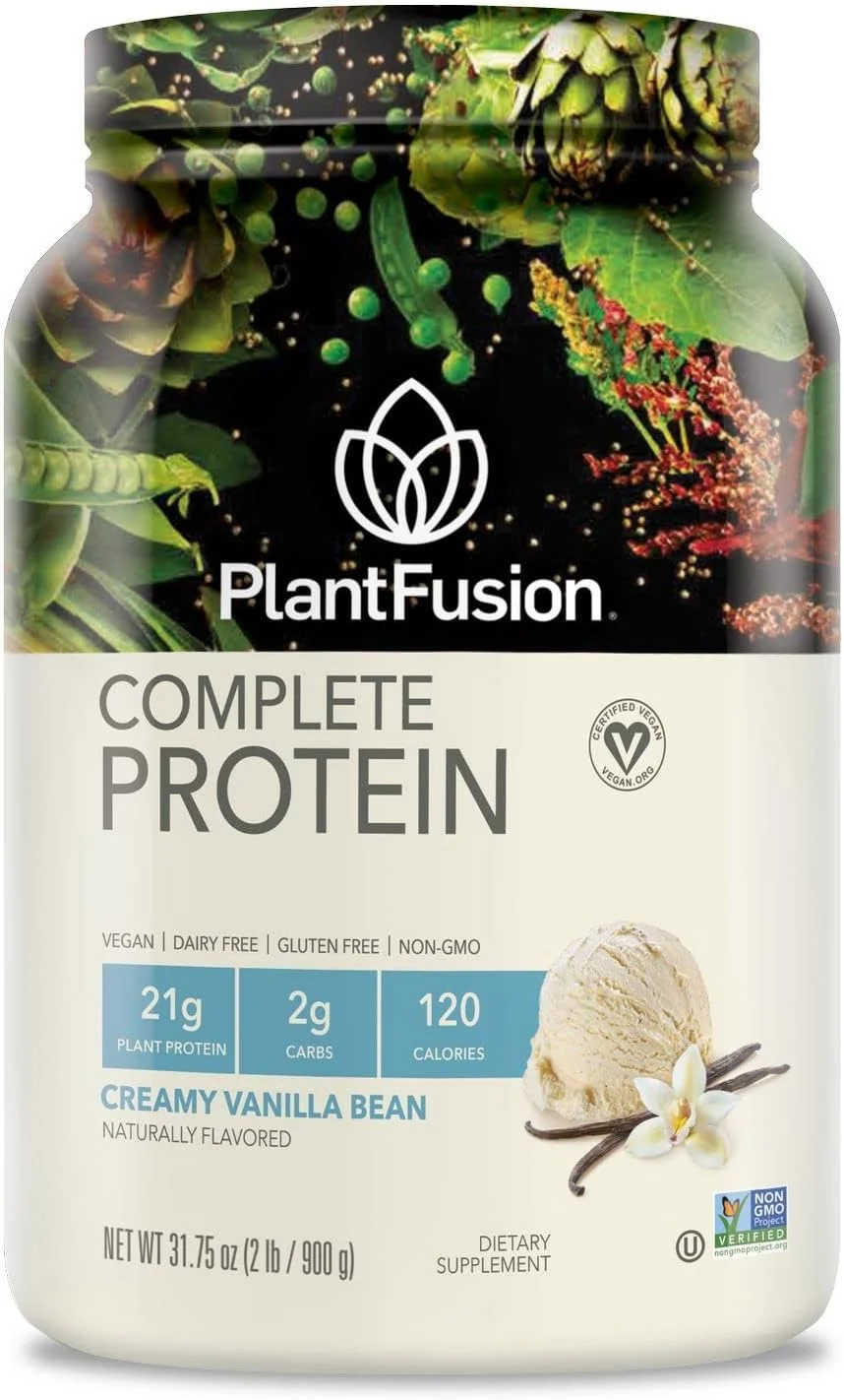 پودر پروتئین گیاهی کامل PlantFusion، بدون گلوتن، وگان، وانیلی، 2 پوند پودر پروتئین گیاهی کامل PlantFusion، بدون گلوتن، وگان، وانیلی، 2 پوند