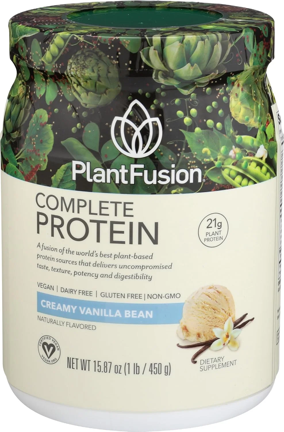 پودر پروتئین گیاهی کامل PlantFusion با طعم وانیل، 1 پوند پودر پروتئین گیاهی کامل PlantFusion با طعم وانیل، 1 پوند