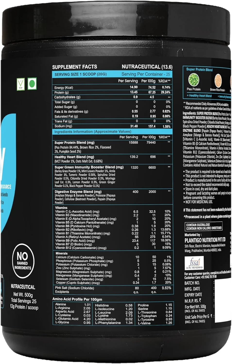 پودر پروتئین گیاهی پلنتیگو سوپریور 51+ برای سالمندان | مردان و زنان مسن | بدون شکر، 14 کالری | پروتئین نخود، جو دوسر | سلامت قلب و ریکاوری عضلات، پروتئین وگان (وانیل - 500 گرم) پودر پروتئین گیاهی پلنتیگو سوپریور 51+ برای سالمندان | مردان و زنان مسن | بدون شکر، 14 کالری | پروتئین نخود، جو دوسر | سلامت قلب و ریکاوری عضلات، پروتئین وگان (وانیل - 500 گرم)