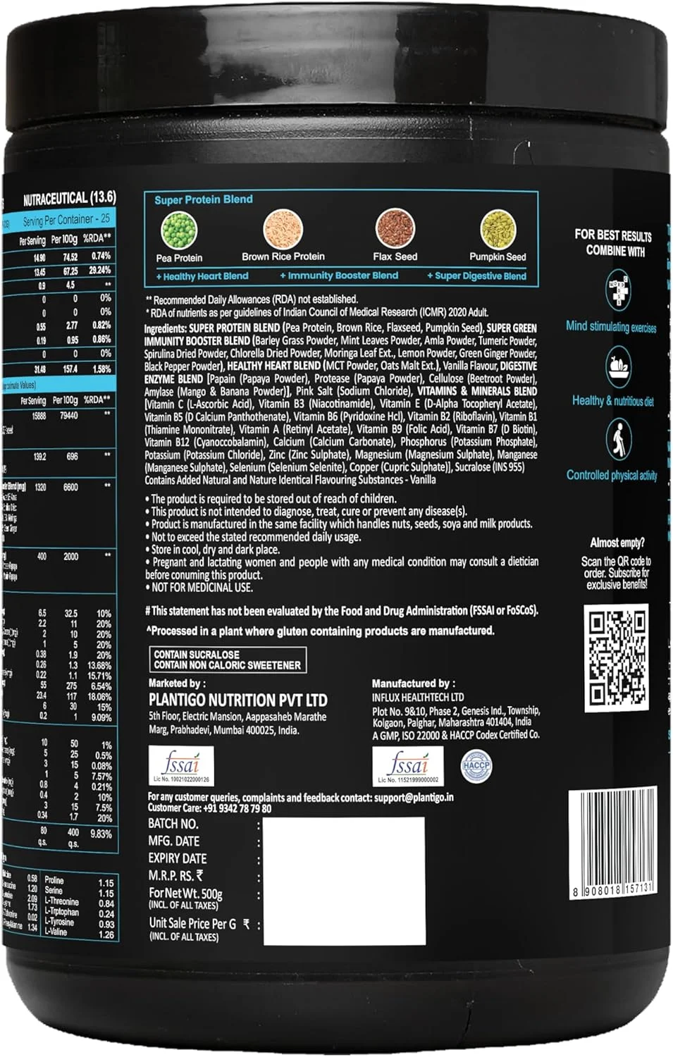 پودر پروتئین گیاهی پلنتیگو سوپریور 51+ برای سالمندان | مردان و زنان مسن | بدون شکر، 14 کالری | پروتئین نخود، جو دوسر | سلامت قلب و ریکاوری عضلات، پروتئین وگان (وانیل - 500 گرم) پودر پروتئین گیاهی پلنتیگو سوپریور 51+ برای سالمندان | مردان و زنان مسن | بدون شکر، 14 کالری | پروتئین نخود، جو دوسر | سلامت قلب و ریکاوری عضلات، پروتئین وگان (وانیل - 500 گرم)