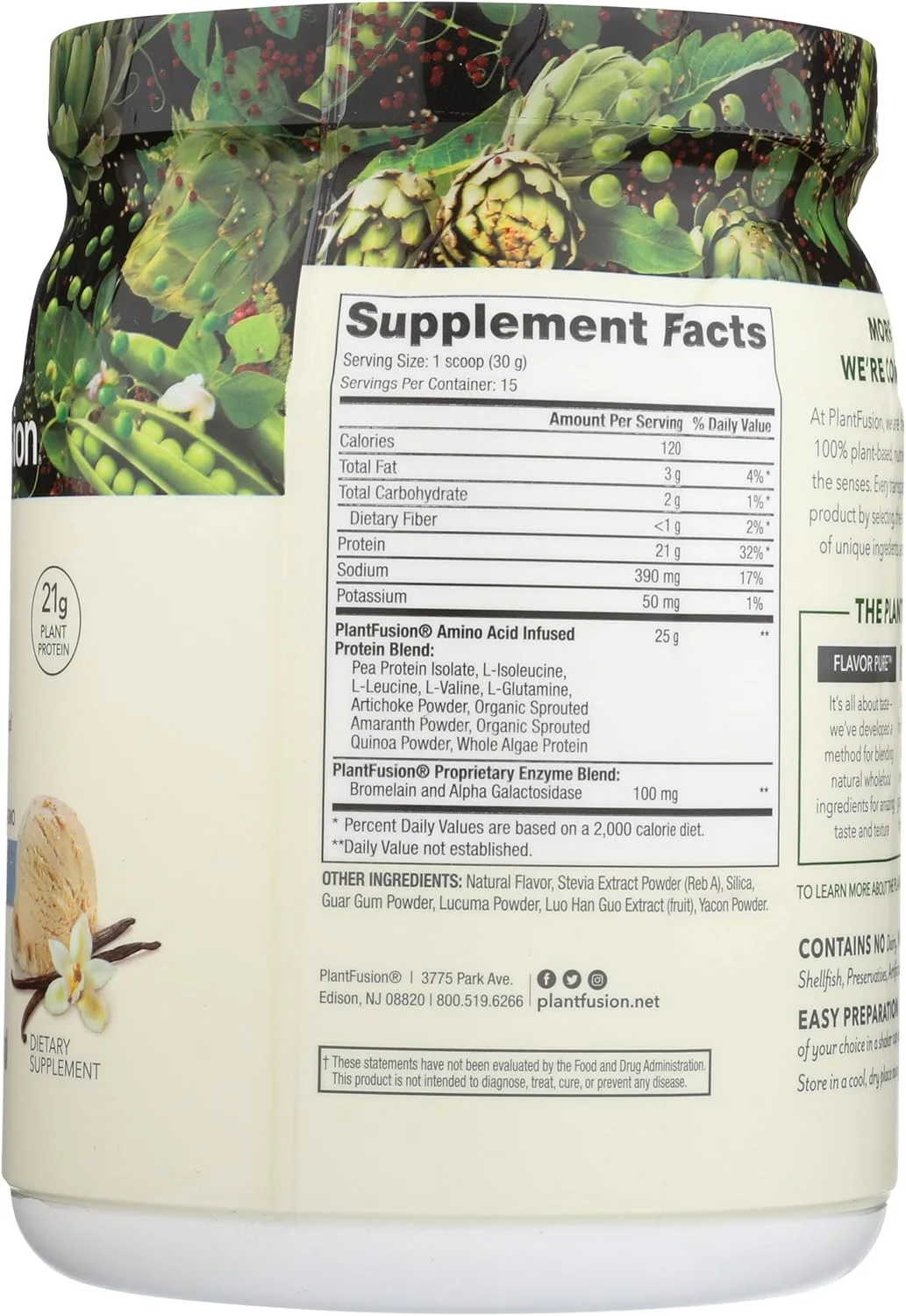 پودر پروتئین گیاهی کامل PlantFusion با طعم وانیل، 1 پوند پودر پروتئین گیاهی کامل PlantFusion با طعم وانیل، 1 پوند