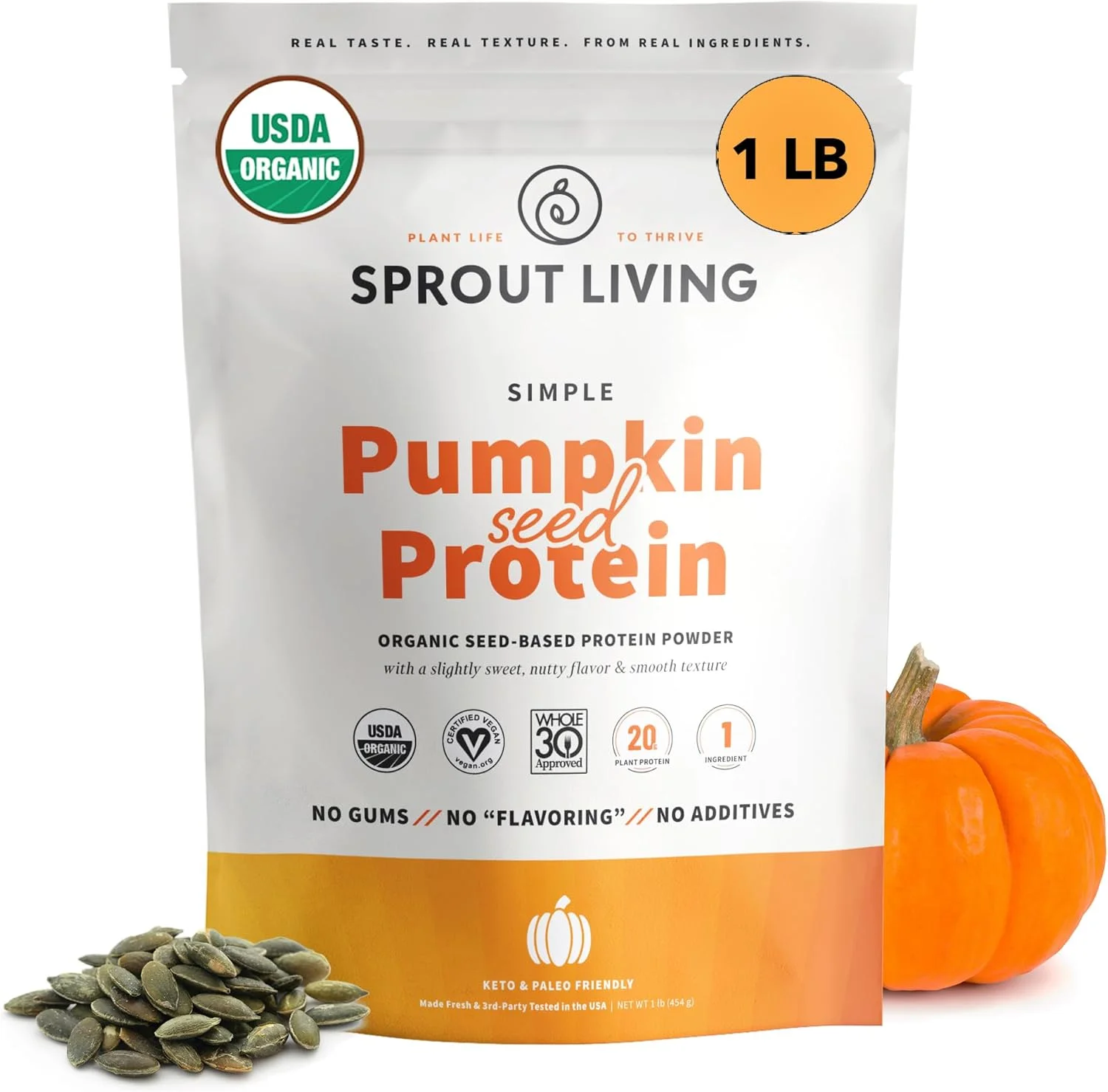پودر پروتئین تخم کدو ساده Sprout Living، 20 گرم پودر پروتئین گیاهی ارگانیک بدون شیرین کننده های مصنوعی، غیر لبنی، غیر GMO، وگان، بدون گلوتن، مخلوط نوشیدنی کتو (1 پوند) پودر پروتئین تخم کدو ساده Sprout Living، 20 گرم پودر پروتئین گیاهی ارگانیک بدون شیرین کننده های مصنوعی، غیر لبنی، غیر GMO، وگان، بدون گلوتن، مخلوط نوشیدنی کتو (1 پوند)