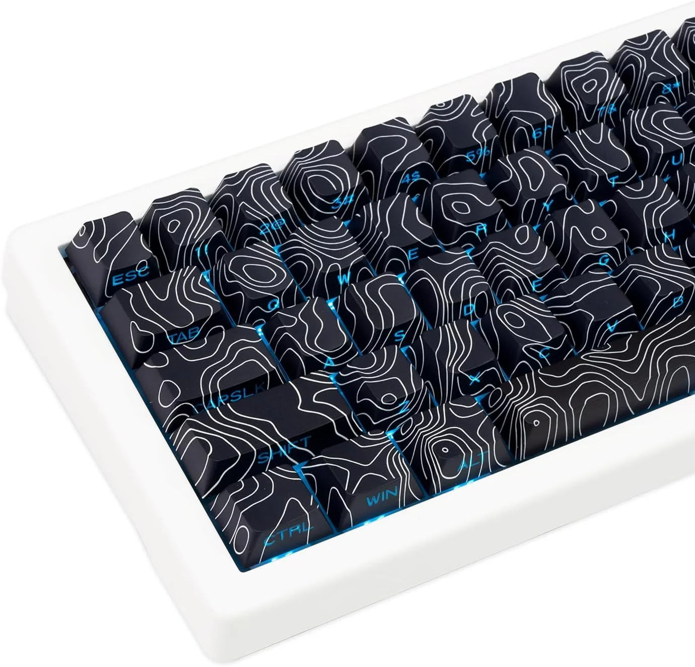 ست کلیدهای توپوگرافی مشکی 131 عددی TIMSEKER، کلیدهای PBT ضخیم سفارشی پروفایل Cherry سابلیمیشن جوهر سرد Cherry MX مشکی برای کیبورد مکانیکی گیمینگ