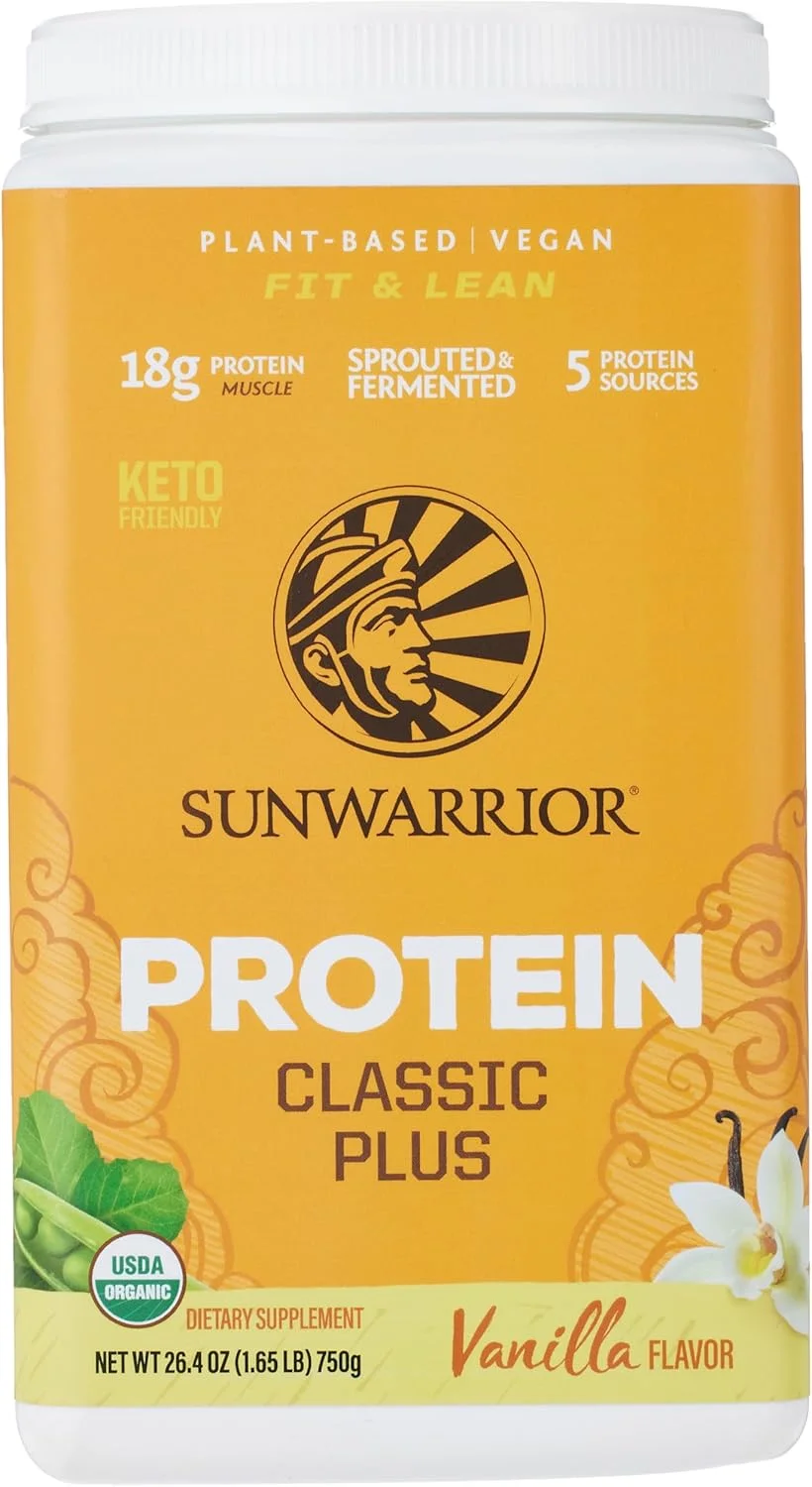 سان واریر - Classic Plus، پودر پروتئین وگان با نخود و برنج قهوه ای، پروتئین گیاهی ارگانیک خام، وانیلی، 30 سروینگ سان واریر - Classic Plus، پودر پروتئین وگان با نخود و برنج قهوه ای، پروتئین گیاهی ارگانیک خام، وانیلی، 30 سروینگ