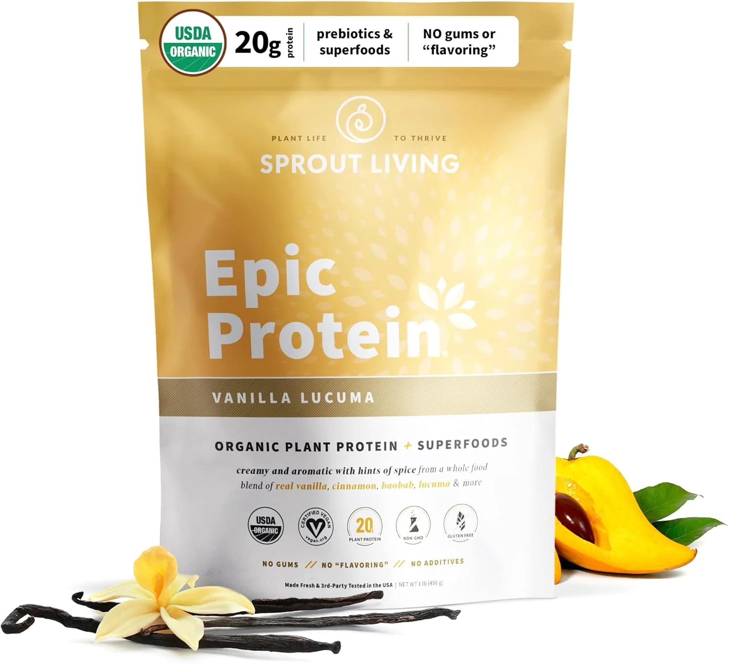 پروتئین گیاهی و پودر سوپرفود Sprout Living Epic Protein، پودر وانیل لوکوما | 20 گرم پودر پروتئین ارگانیک، وگان، بدون لبنیات، غیر GMO، بدون گلوتن، کم شکر (1 پوند، 12 وعده) پروتئین گیاهی و پودر سوپرفود Sprout Living Epic Protein، پودر وانیل لوکوما | 20 گرم پودر پروتئین ارگانیک، وگان، بدون لبنیات، غیر GMO، بدون گلوتن، کم شکر (1 پوند، 12 وعده)