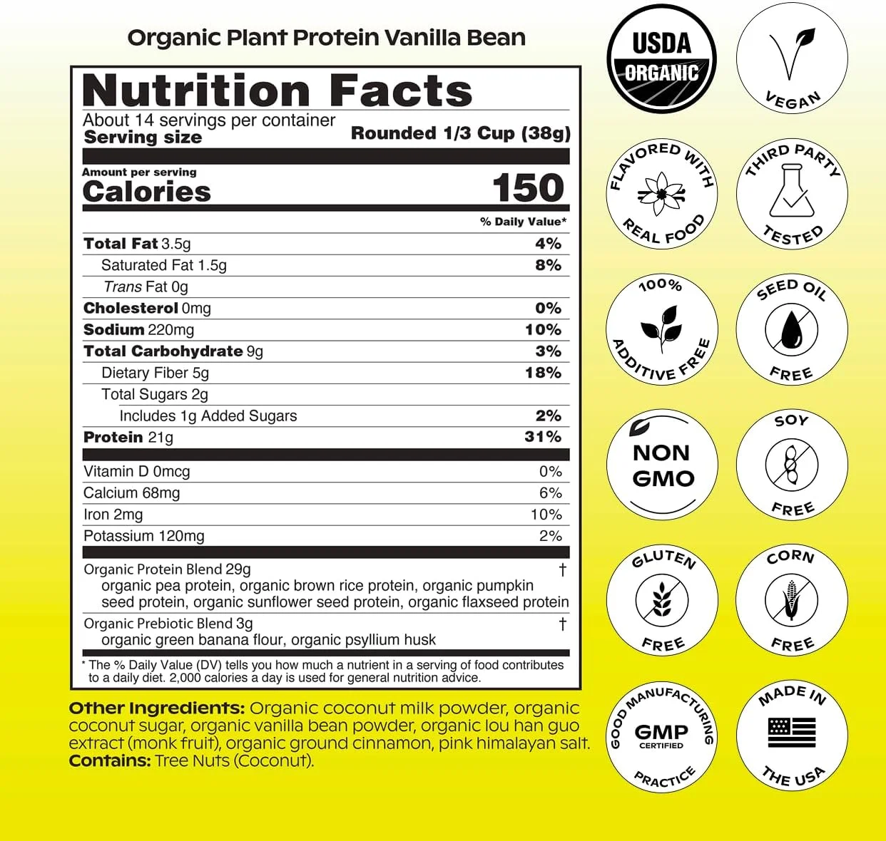 پروتئین گیاهی ارگانیک و پریبیوتیک Wholier. حاوی 21 گرم پروتئین وگان، 5 گرم فیبر. پوست اسفرزه + موز سبز برای هضم. بدون طعمدهندههای مصنوعی، صمغ یا پرکنندهها. طعم وانیل پروتئین گیاهی ارگانیک و پریبیوتیک Wholier. حاوی 21 گرم پروتئین وگان، 5 گرم فیبر. پوست اسفرزه + موز سبز برای هضم. بدون طعمدهندههای مصنوعی، صمغ یا پرکنندهها. طعم وانیل