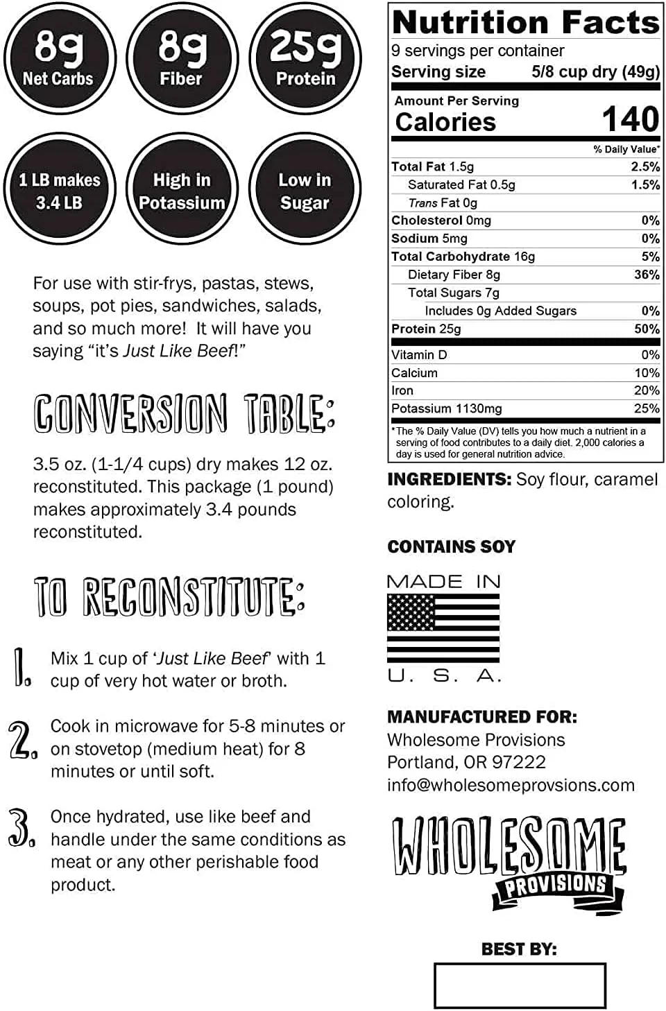 پروتئین گیاهی بافت دار Wholesome Provisions، گوشت گیاهی، 100% بدون هگزان، ساخته شده با سویای زرد درجه 1، 100% وگان، درست مانند مرغ و گوشت گاو، بدون طعم، بسته 2 عددی (1 ست) پروتئین گیاهی بافت دار Wholesome Provisions، گوشت گیاهی، 100% بدون هگزان، ساخته شده با سویای زرد درجه 1، 100% وگان، درست مانند مرغ و گوشت گاو، بدون طعم، بسته 2 عددی (1 ست)