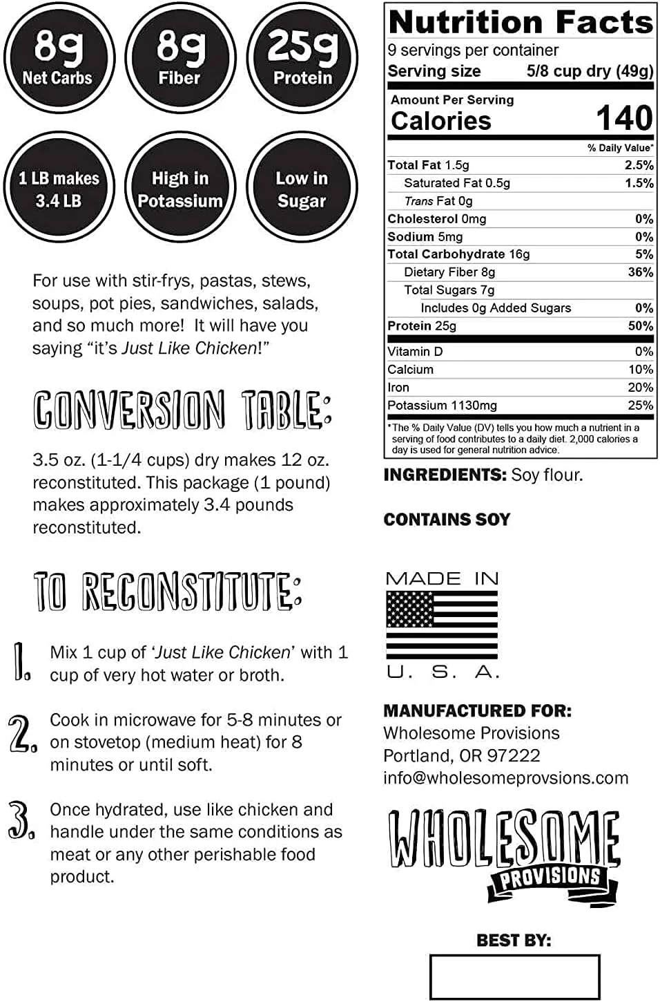 پروتئین گیاهی بافت دار Wholesome Provisions، گوشت گیاهی، 100% بدون هگزان، ساخته شده با سویای زرد درجه 1، 100% وگان، درست مانند مرغ و گوشت گاو، بدون طعم، بسته 2 عددی (1 ست) پروتئین گیاهی بافت دار Wholesome Provisions، گوشت گیاهی، 100% بدون هگزان، ساخته شده با سویای زرد درجه 1، 100% وگان، درست مانند مرغ و گوشت گاو، بدون طعم، بسته 2 عددی (1 ست)