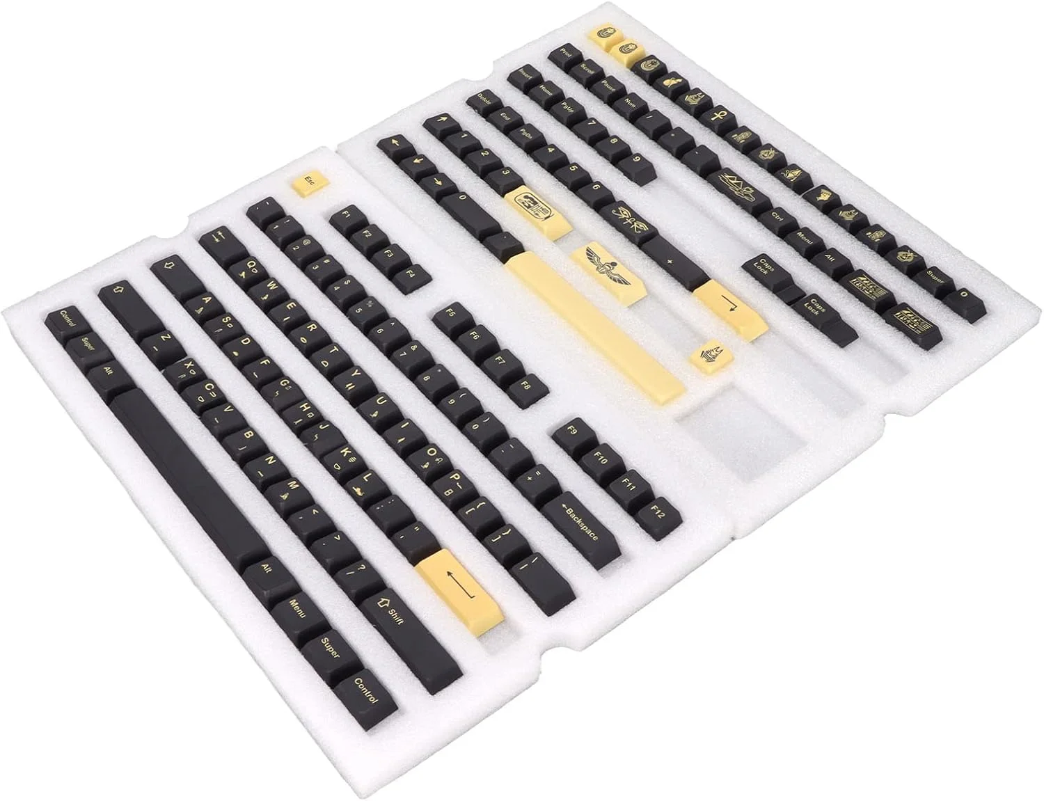 کی‌کپ‌های PBT گیمینگ، ست 132 عددی کی‌کپ‌های تزئینی DIY، ارتفاع Cherry بدون حروف با تم فرعون مصر، برای کیبوردهای مکانیکی