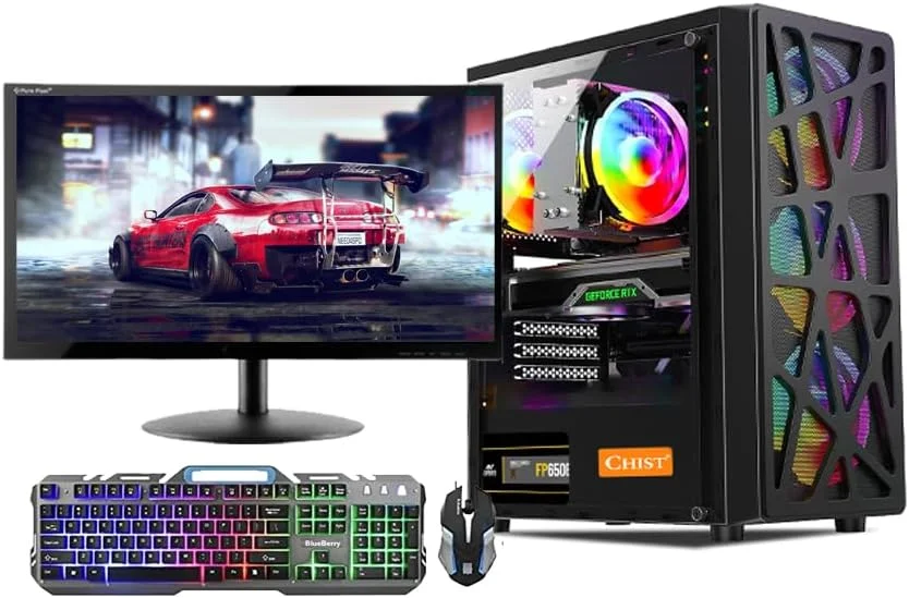 کامپیوتر گیمینگ کامل CHIST I5 با پردازنده Core i5 750، رم DDR3 8GB، حافظه SSD 512GB، کارت گرافیک GT 730 4GB، منبع تغذیه 800W، مانیتور 22 اینچ، کیبورد و ماوس گیمینگ، وای فای و بلوتوث