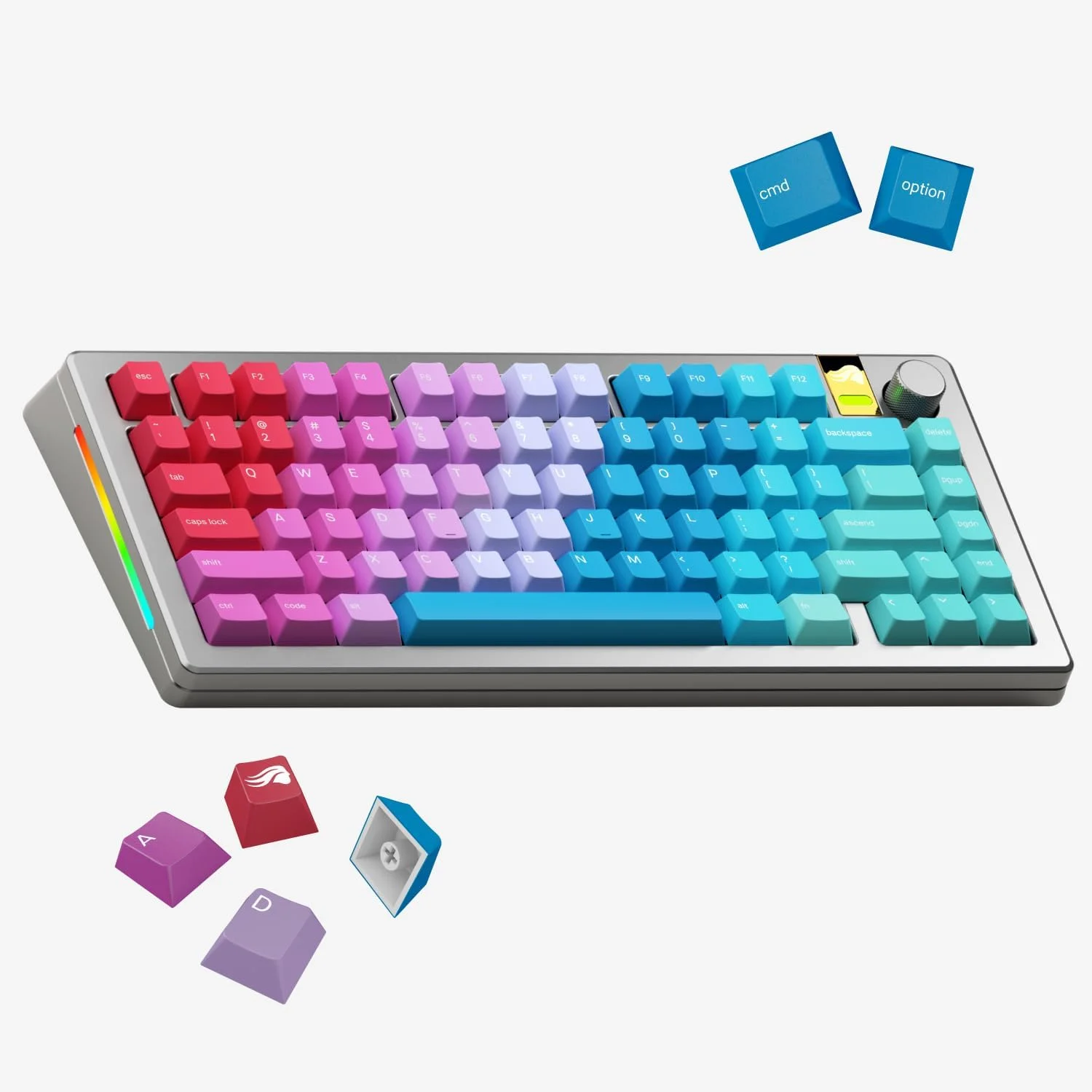 ست کیکپ های گرادینت Glorious Gaming Daydream GPBT، شامل 135 کلید PBT، سازگار با MX، طرح بندی ANSI/ISO، برای کیبوردهای مکانیکی در اندازه های 60%، 65%، 75%، TKL و 100%، US QWERTY