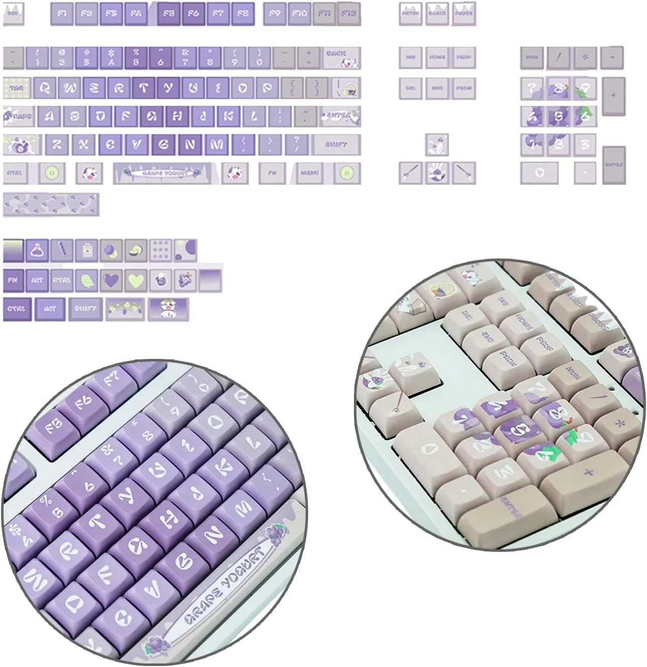 ست 127 عددی کیکپ کیبورد گیمینگ، PBT DyeSublimation XDA Profile برای سوئیچ‌های MX، مناسب برای 61 64 68 87 104 108 کیبوردهای مکانیکی