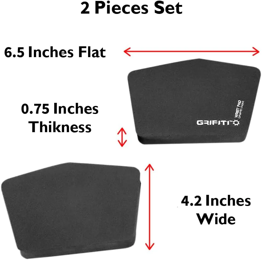ست دو عددی پد مچی چاق GRIFITI Ergodox، ابعاد 6.5" x 4.2" x 0.75"، پدهای استراحت مچ دست آینه ای، لوازم جانبی پشتیبانی برای ست های کیبورد کامپیوتر گیمینگ - پدهای کیبورد ارگونومیک استراحت دست، استراحتگاه کف دست (نایلون مشکی)