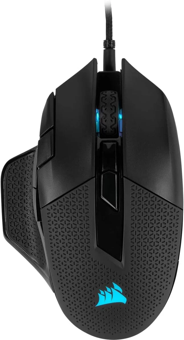 ماوس گیمینگ سیم دار CORSAIR NIGHTSWORD RGB با قابلیت تنظیم FPS/MOBA - 18000 DPI - 10 دکمه قابل برنامه ریزی - سیستم وزن - سازگار با iCUE - PC، Mac، PS5، PS4، Xbox - مشکی