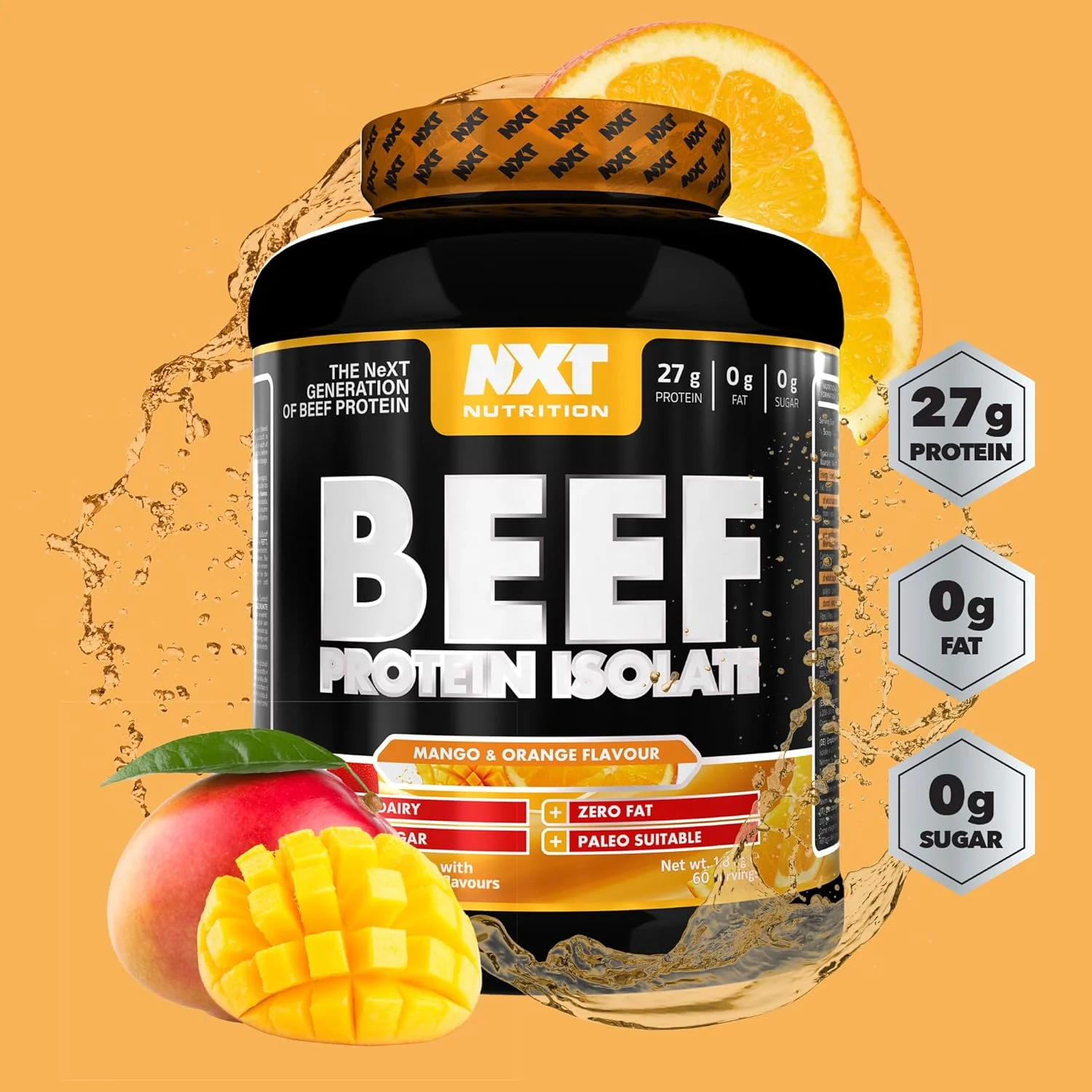 پودر پروتئین ایزوله گوشت گاو NXT Nutrition - پودر پروتئین، جایگزین پروتئین وی و پودر پروتئین وگان، حلال، بدون لاکتوز، لبنیات، گلوتن و سویا - 1.8 کیلوگرم انبه پرتقالی پودر پروتئین ایزوله گوشت گاو NXT Nutrition - پودر پروتئین، جایگزین پروتئین وی و پودر پروتئین وگان، حلال، بدون لاکتوز، لبنیات، گلوتن و سویا - 1.8 کیلوگرم انبه پرتقالی