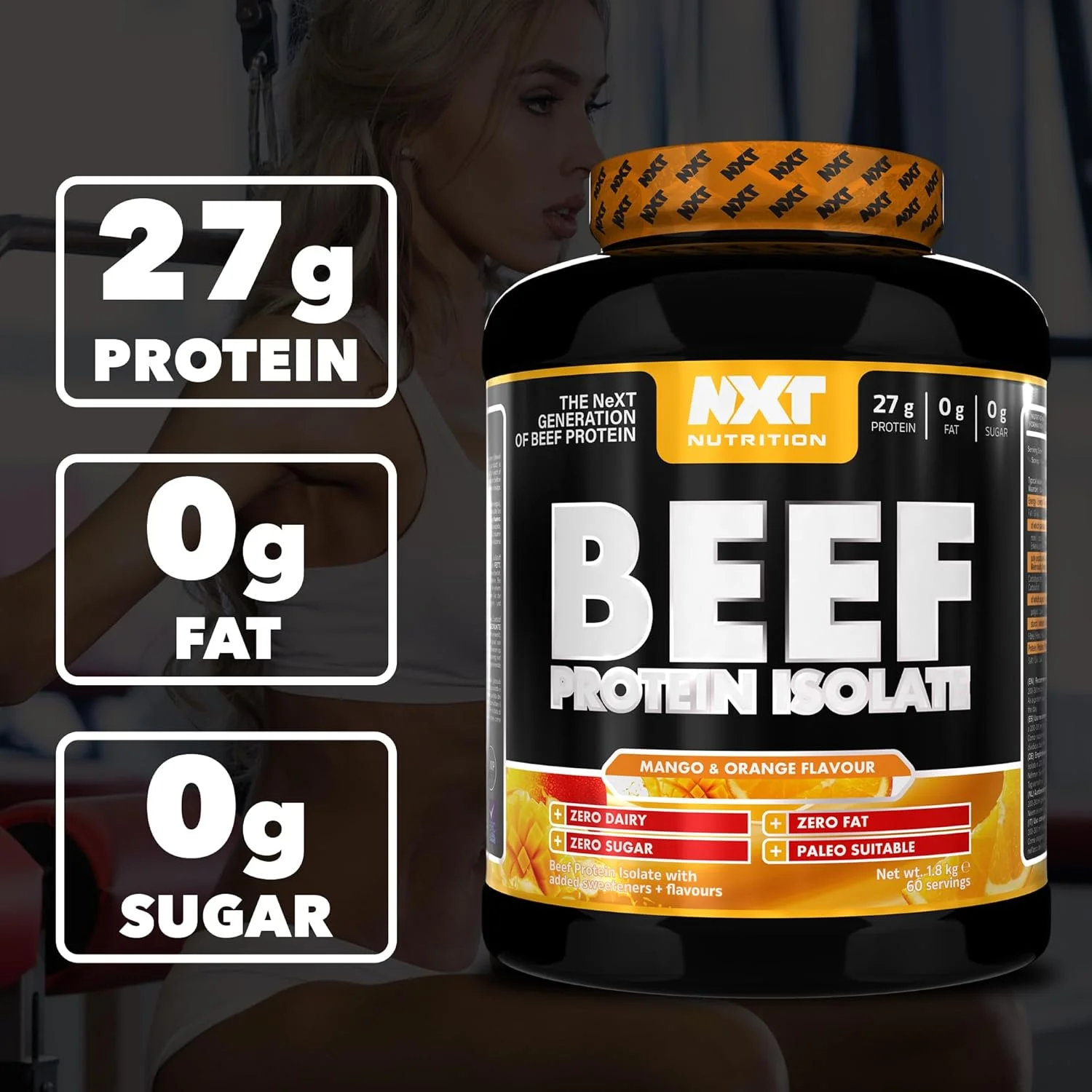 پودر پروتئین ایزوله گوشت گاو NXT Nutrition - پودر پروتئین، جایگزین پروتئین وی و پودر پروتئین وگان، حلال، بدون لاکتوز، لبنیات، گلوتن و سویا - 1.8 کیلوگرم انبه پرتقالی پودر پروتئین ایزوله گوشت گاو NXT Nutrition - پودر پروتئین، جایگزین پروتئین وی و پودر پروتئین وگان، حلال، بدون لاکتوز، لبنیات، گلوتن و سویا - 1.8 کیلوگرم انبه پرتقالی