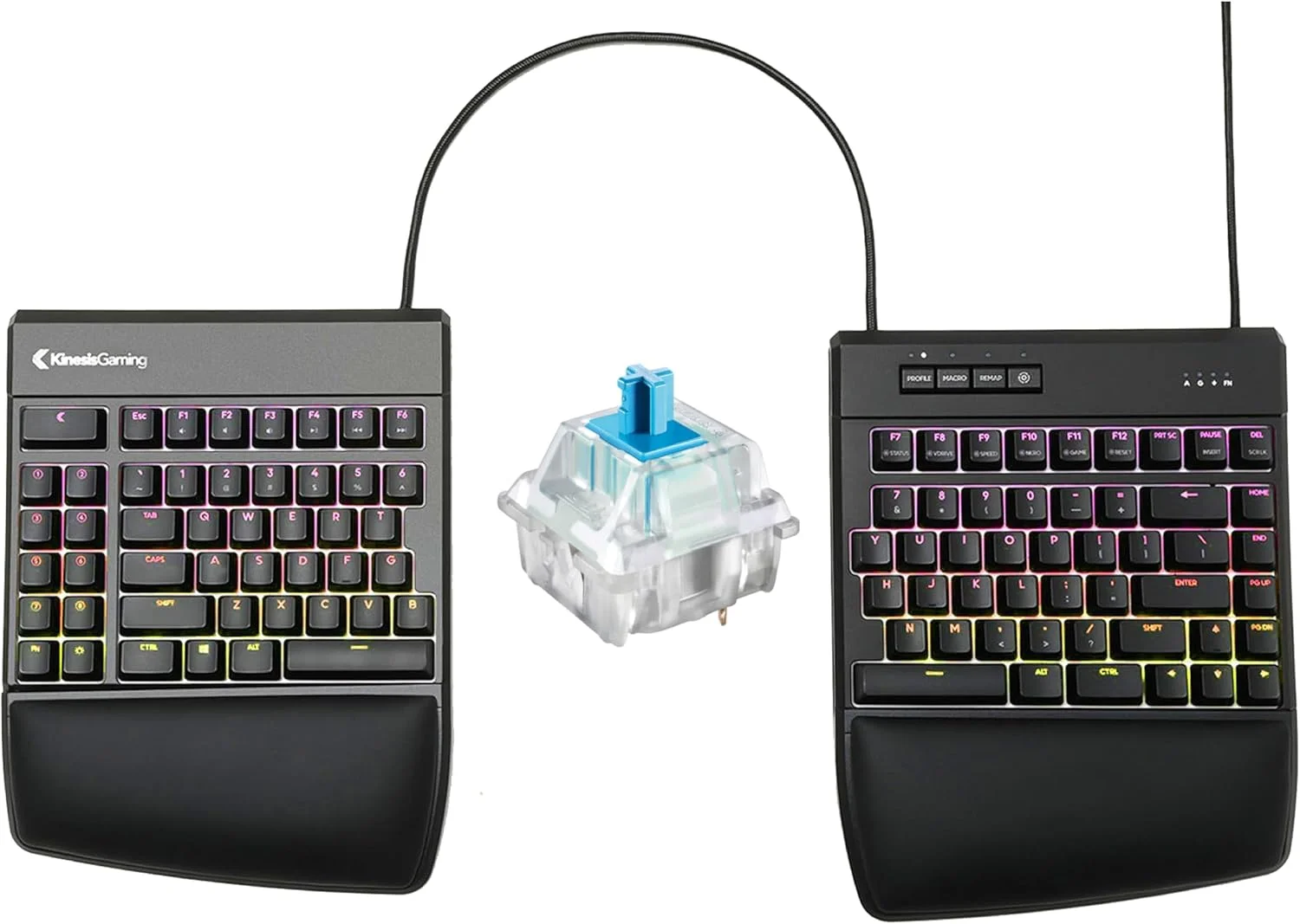 کیبورد مکانیکی گیمینگ جداشونده KINESIS Freestyle Edge RGB با نورپردازی RGB و سوئیچ MX Blue مدل KB975-BLU