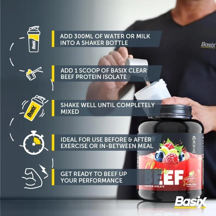 پروتئین ایزوله گوشت گاو شفاف BASIX با طعم ویمتونیک 4.4 پوند پروتئین ایزوله گوشت گاو شفاف BASIX با طعم ویمتونیک 4.4 پوند