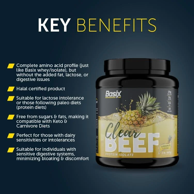 پروتئین ایزوله گوشت گاو شفاف با طعم آناناس Basix Clear Beef Pro Iso وزن 2 پوند پروتئین ایزوله گوشت گاو شفاف با طعم آناناس Basix Clear Beef Pro Iso وزن 2 پوند
