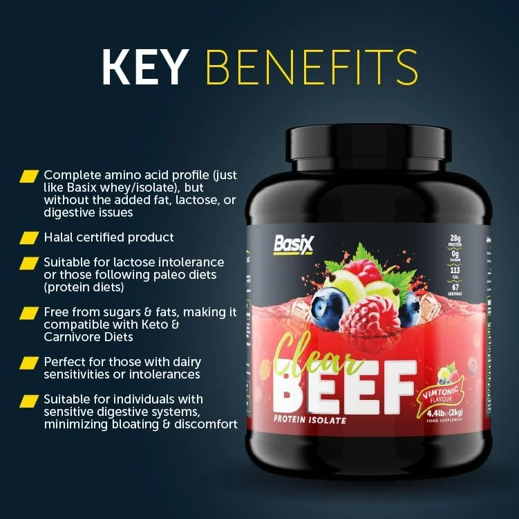 پروتئین ایزوله گوشت گاو شفاف BASIX با طعم ویمتونیک 4.4 پوند پروتئین ایزوله گوشت گاو شفاف BASIX با طعم ویمتونیک 4.4 پوند