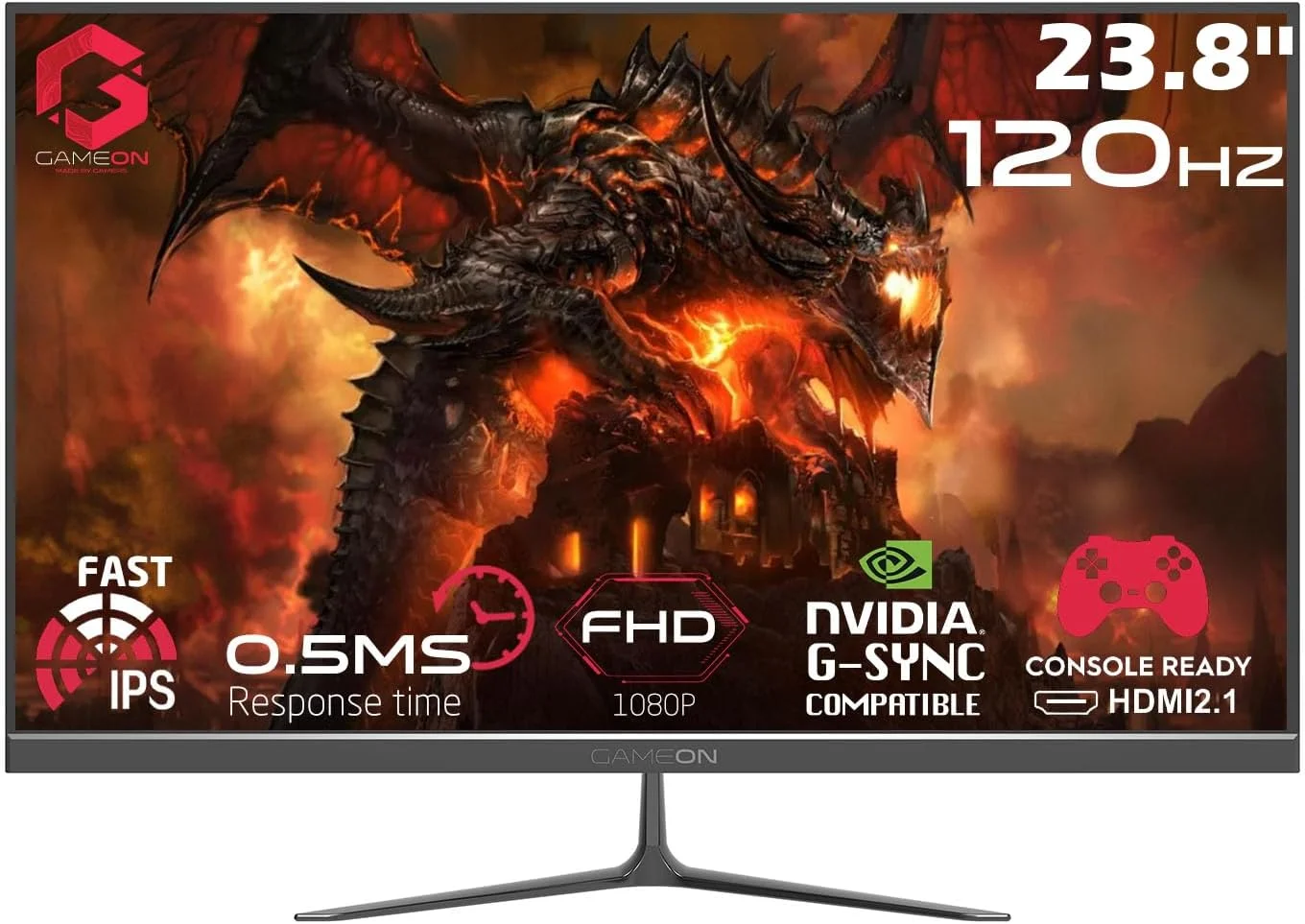 مانیتور گیمینگ جدید GAMEON 2024 با کیفیت 1080p، سایز 23.8 اینچ، مدل GOES24FHD120IPS، FHD IPS، نرخ تازه‌سازی 120 هرتز، زمان پاسخگویی 0.5 میلی‌ثانیه، HDMI 2.1، G-Sync و FreeSync، HDR، بلندگوهای داخلی، آماده برای کنسول [اختصاصی آمازون]