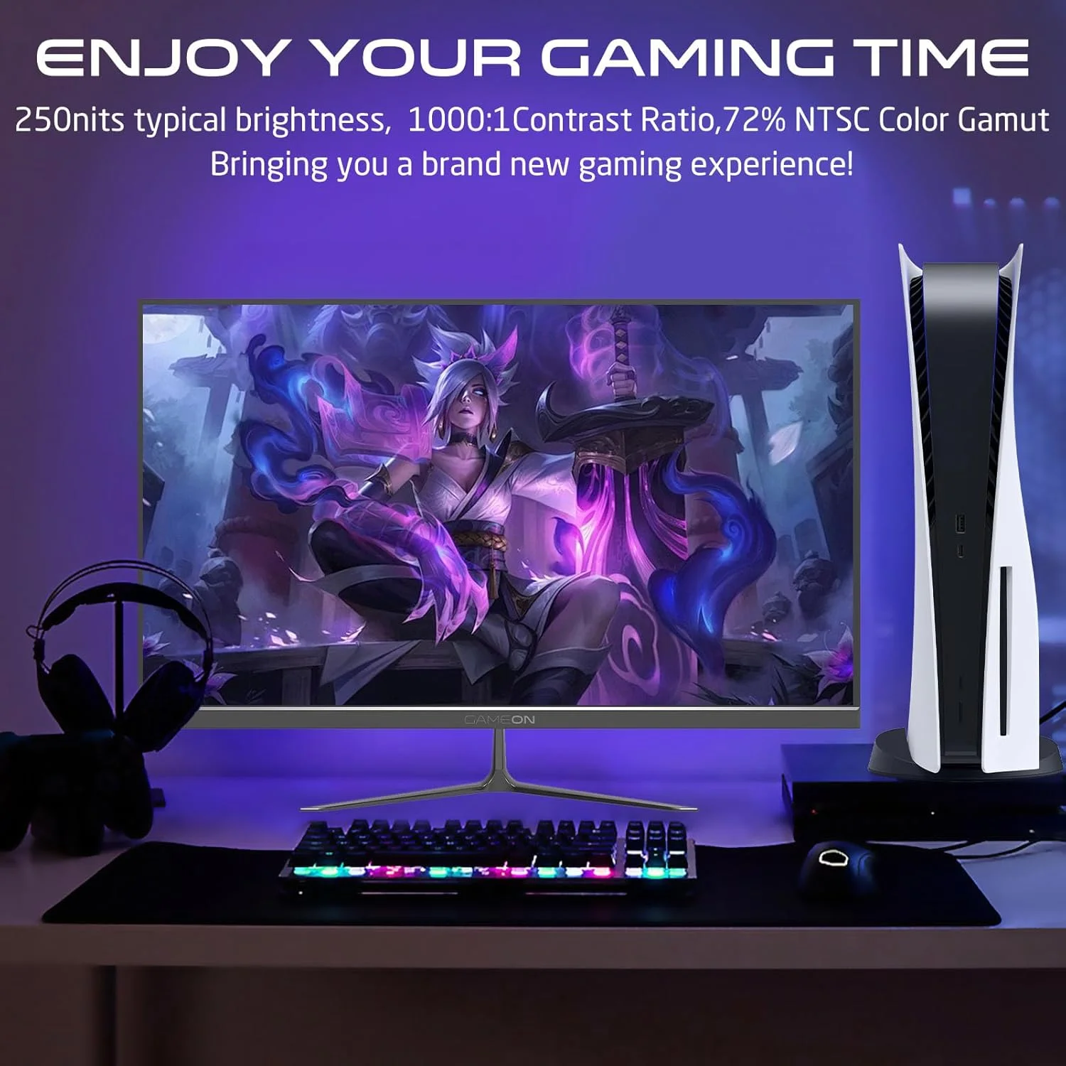 مانیتور گیمینگ جدید GAMEON 2024 با کیفیت 1080p، سایز 23.8 اینچ، مدل GOES24FHD120IPS، FHD IPS، نرخ تازه‌سازی 120 هرتز، زمان پاسخگویی 0.5 میلی‌ثانیه، HDMI 2.1، G-Sync و FreeSync، HDR، بلندگوهای داخلی، آماده برای کنسول [اختصاصی آمازون]