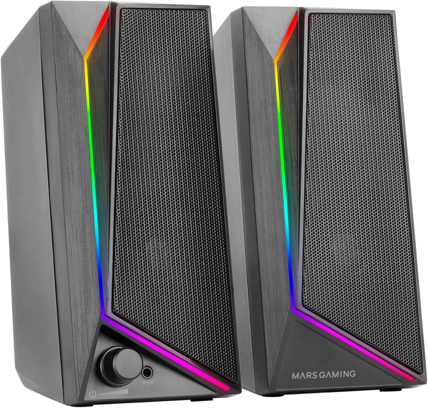 اسپیکر گیمینگ Mars Gaming MS72، 15 وات، نورپردازی RGB Flow، دو درایور فعال، چیپست DSP، اتصال Plug&Play USB و جک 3.5 میلیمتری، چرخ کنترل صدا و پورت صدا برای هدفون، مشکی اسپیکر گیمینگ Mars Gaming MS72، 15 وات، نورپردازی RGB Flow، دو درایور فعال، چیپست DSP، اتصال Plug&Play USB و جک 3.5 میلیمتری، چرخ کنترل صدا و پورت صدا برای هدفون، مشکی