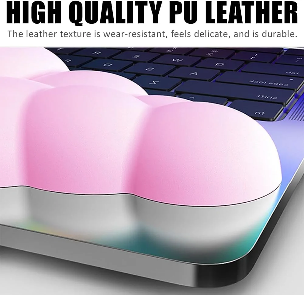 ست استراحت مچ دست فوم حافظه دار روبیک برای کیبورد و ماوس، پدهای ساپورت مچ دست ارگونومیک به شکل ابر برای تسکین درد و راحتی هنگام تایپ برای کامپیوترهای اداری و بازی (صورتی)