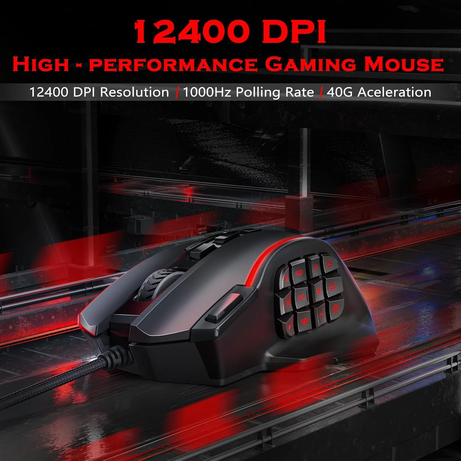 موس گیمینگ سیم دار رداگون M901 MMO RGB با نور پس زمینه LED، دقت 12400 DPI مدل Perdition با 18 دکمه قابل برنامه ریزی و تنظیم وزن برای بازی های کامپیوتری ویندوز (مشکی) موس گیمینگ سیم دار رداگون M901 MMO RGB با نور پس زمینه LED، دقت 12400 DPI مدل Perdition با 18 دکمه قابل برنامه ریزی و تنظیم وزن برای بازی های کامپیوتری ویندوز (مشکی)