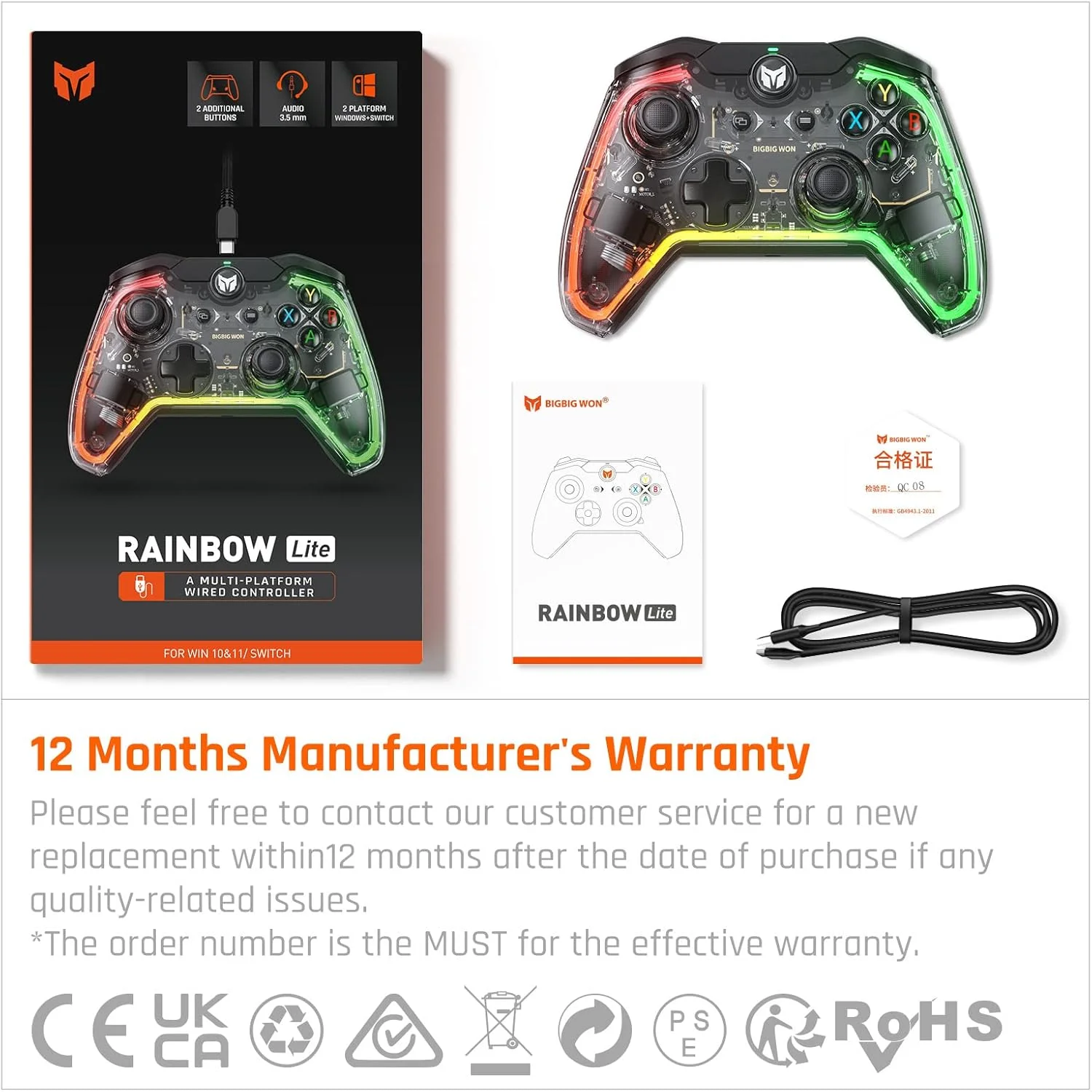 دسته بازی سیم دار Black Shark، دسته بازی کامپیوتر BIGBIG WON Rainbow Lite با نور RGB، دکمه های قابل تنظیم، ماکرو، توربو، دسته بازی Dual Shock برای Switch/Windows10&11 دسته بازی سیم دار Black Shark، دسته بازی کامپیوتر BIGBIG WON Rainbow Lite با نور RGB، دکمه های قابل تنظیم، ماکرو، توربو، دسته بازی Dual Shock برای Switch/Windows10&11