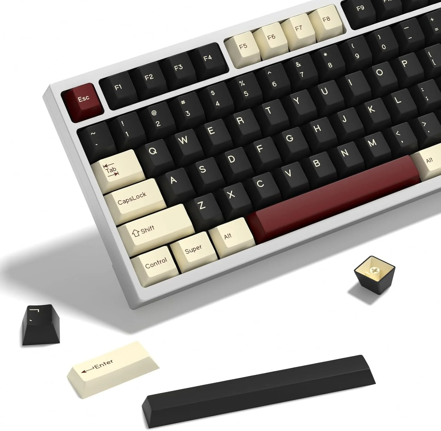 ست کیکپ سفارشی KBDiy Rome PBT Double Shot، 176 کلید مشکی مخصوص بازی، کیکپ های پروفایل Cherry برای کیبوردهای مکانیکی 61/64/68/84/87/100/104/108 ست کیکپ سفارشی KBDiy Rome PBT Double Shot، 176 کلید مشکی مخصوص بازی، کیکپ های پروفایل Cherry برای کیبوردهای مکانیکی 61/64/68/84/87/100/104/108