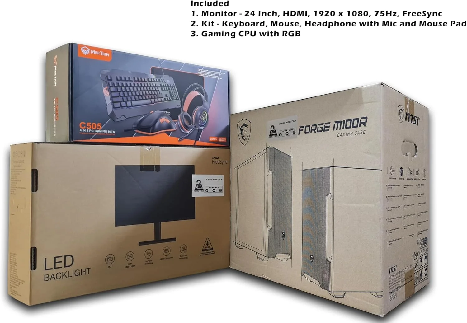 کامپیوتر کامل 2 FAR ROBOTICS AMD - مانیتور 24 اینچ | کیبورد | ماوس | هدفون | ماوس پد | Ryzen 5 5600G | 16GB | 1TB | گرافیک رادئون یکپارچه | Win 11 pro | 1 سال گارانتی | WIFI گیمینگ