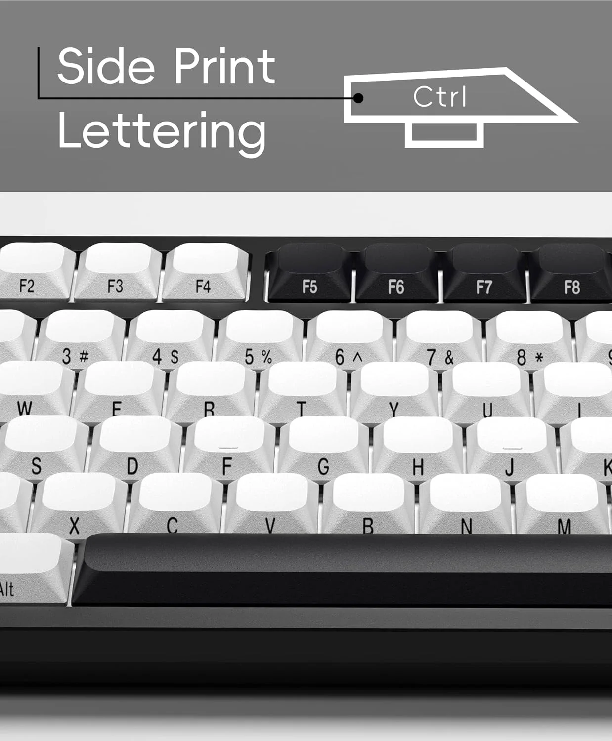 کلاهک کلید OHY XVX - کلاهک های کلید کم ارتفاع 134 کلید چاپ جانبی PBT صفحه کلید سفارشی بازی کلاهک های کلید سفید، مجموعه کامل کلاهک های کلید برای سوئیچ های Cherry Gateron MX صفحه کلید مکانیکی - سفید