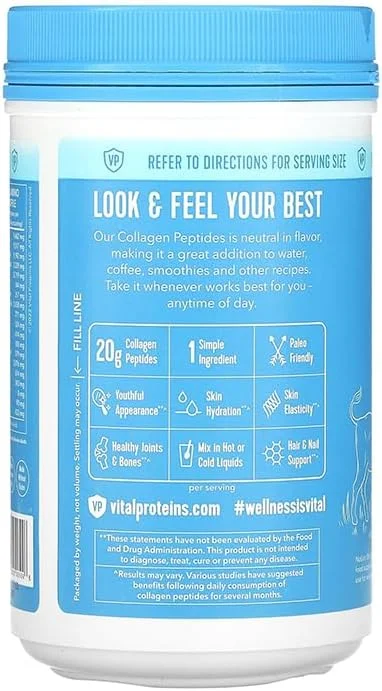 پپتیدهای کلاژن Vital Proteins، 284 گرم، بدون طعم، منبع گاوی، 28 سروینگ پپتیدهای کلاژن Vital Proteins، 284 گرم، بدون طعم، منبع گاوی، 28 سروینگ