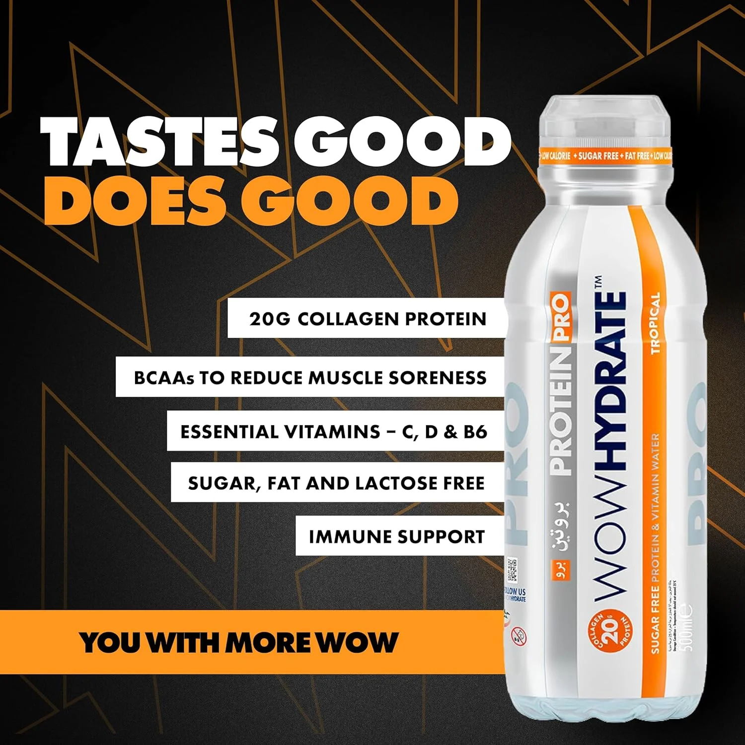 نوشیدنی پروتئینی استوایی WOW HYDRATE Pro - حاوی 20 گرم کلاژن، بدون شکر، کم کالری، غنی شده با ویتامین، ریکاوری سریع نوشیدنی پروتئینی استوایی WOW HYDRATE Pro - حاوی 20 گرم کلاژن، بدون شکر، کم کالری، غنی شده با ویتامین، ریکاوری سریع