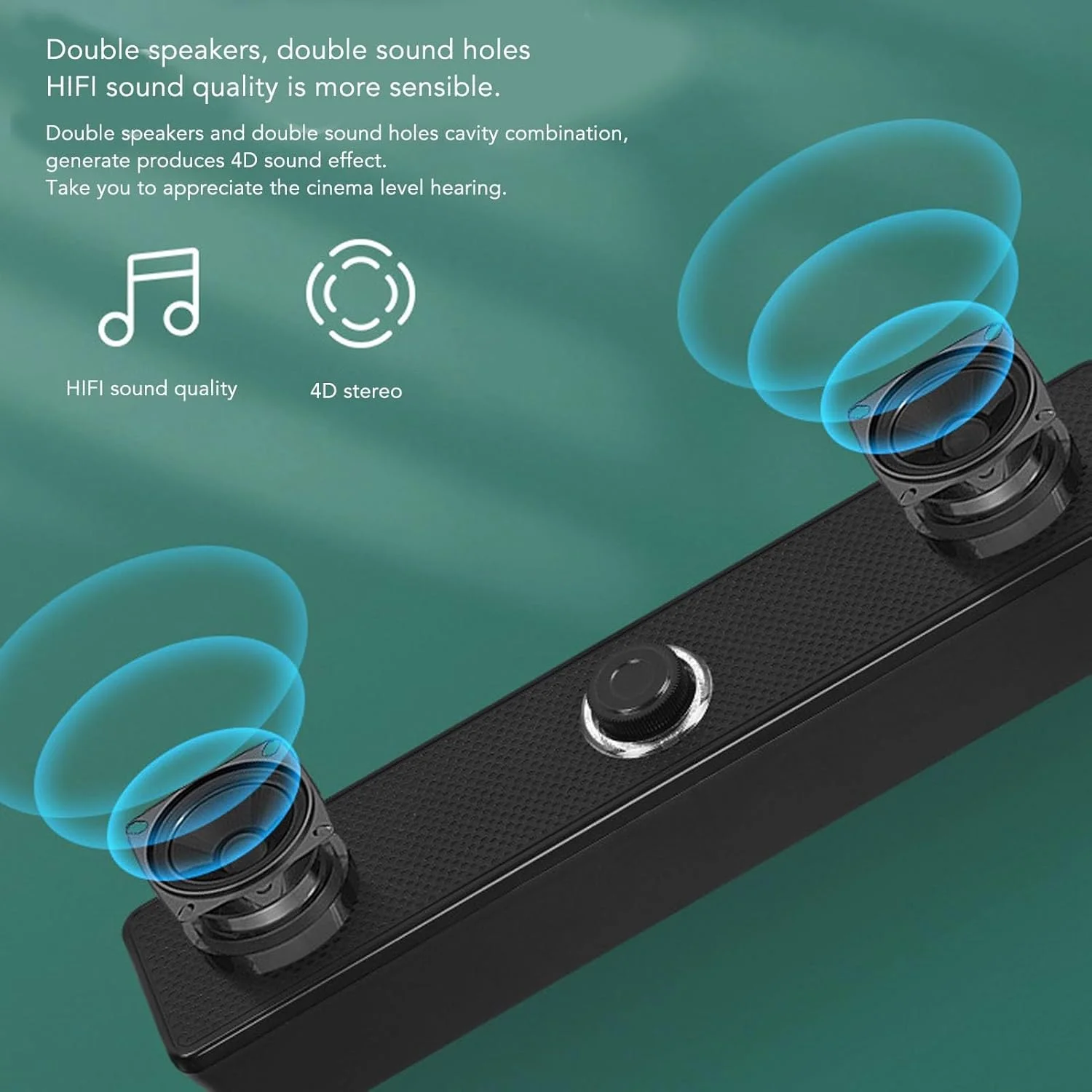 ساندبار کامپیوتر Bewinner با استریو HiFi و بیس عمیق، اسپیکر مینی USB برای لپ تاپ، تبلت و کامپیوتر