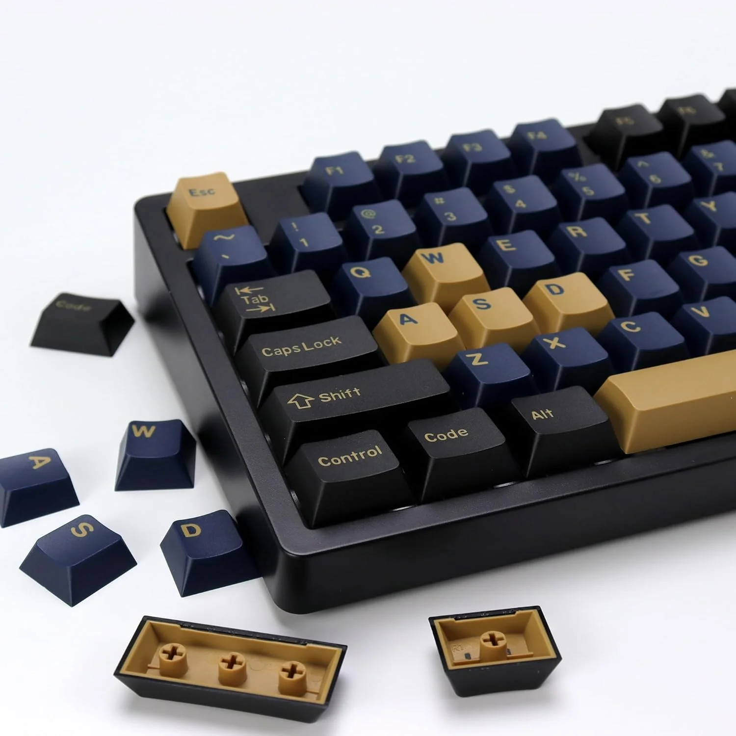 ست کیکپ های سفارشی KBDiy Blue Samurai PBT Double Shot، 174 کلید کیکپ های بازی رترو پروفایل Cherry برای کیبوردهای مکانیکی 61/64/68/84/87/100/104/108