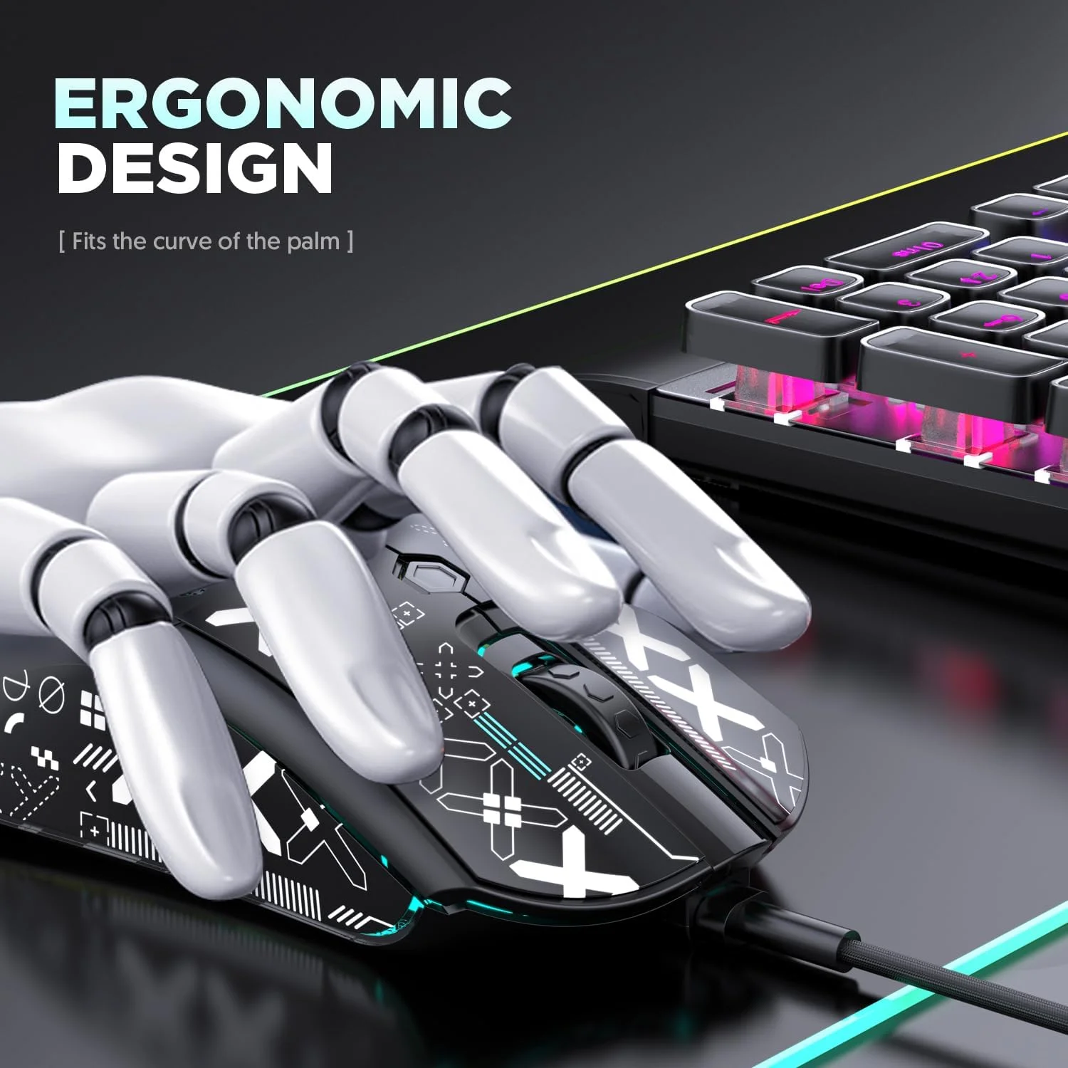 موس گیمینگ سیم دار فوق سبک KUIYN 383 PRO M5، بدنه لانه زنبوری سبک وزن، Pixart PAW3325، 6 DPI قابل تنظیم 12000، 26 نور پس زمینه RGB، 65 گرم، موس اپتیکال USB مدل O برای Win11/Xbox/PS/Mac موس گیمینگ سیم دار فوق سبک KUIYN 383 PRO M5، بدنه لانه زنبوری سبک وزن، Pixart PAW3325، 6 DPI قابل تنظیم 12000، 26 نور پس زمینه RGB، 65 گرم، موس اپتیکال USB مدل O برای Win11/Xbox/PS/Mac