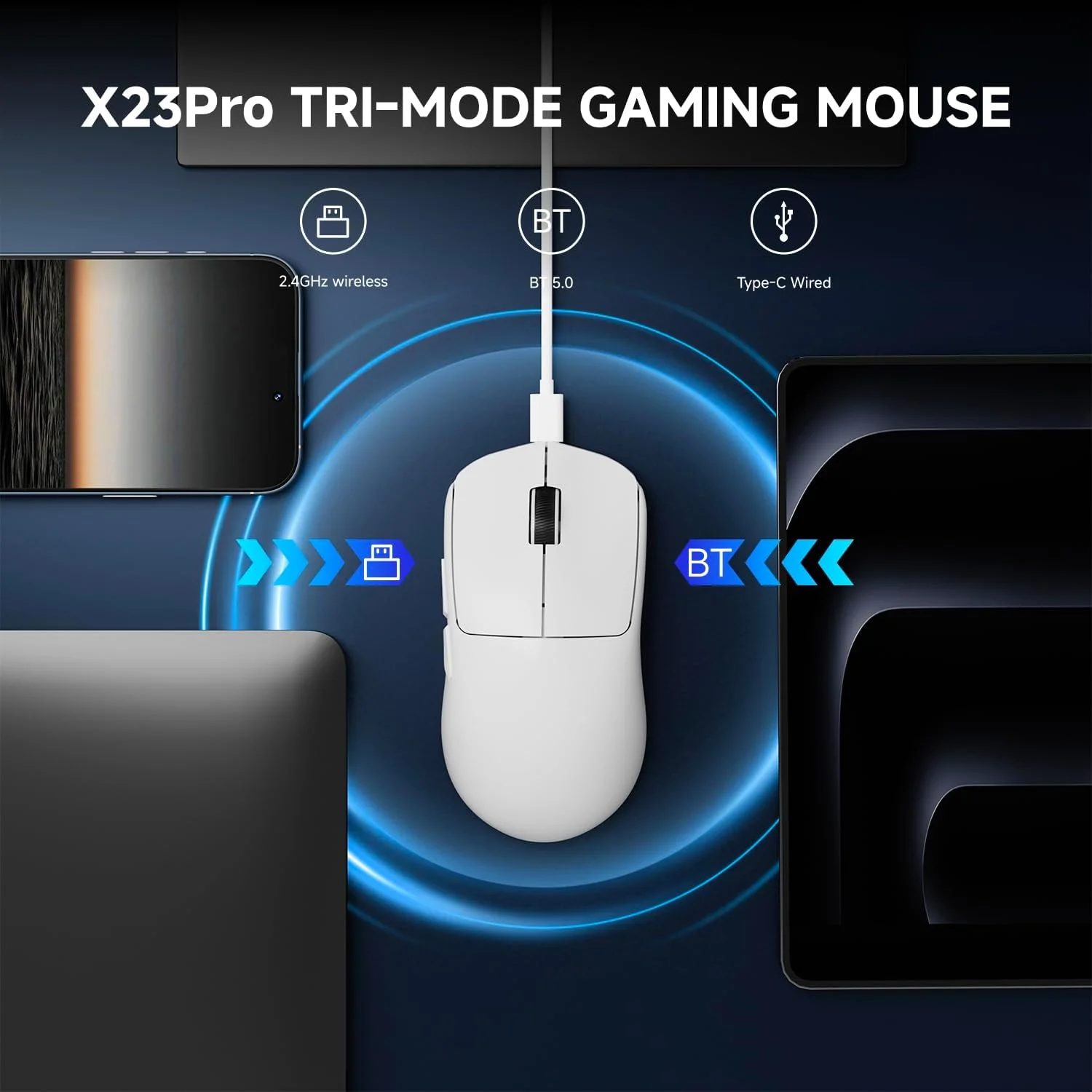 موس گیمینگ بیسیم SEUNKWANG EWEADN X23Pro، موس گیمینگ اسپورت 2.4G/BT5.0/USB-C، موس گیمینگ سبک وزن 49 گرمی، موس بیسیم 12000 DPI با 6 دکمه قابل برنامهریزی، برای لپتاپ/کامپیوتر/مک، سفید موس گیمینگ بیسیم SEUNKWANG EWEADN X23Pro، موس گیمینگ اسپورت 2.4G/BT5.0/USB-C، موس گیمینگ سبک وزن 49 گرمی، موس بیسیم 12000 DPI با 6 دکمه قابل برنامهریزی، برای لپتاپ/کامپیوتر/مک، سفید