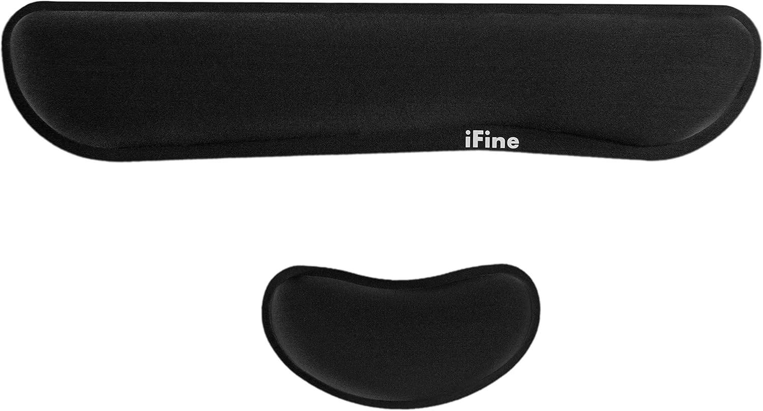 ست پد مچ دست ارتقا یافته iFine با فوم حافظه دار بزرگ، ارگونومیک برای کیبورد و ماوس، پشتیبانی و بالشتک برای تایپ بدون استرس - (مشکی)