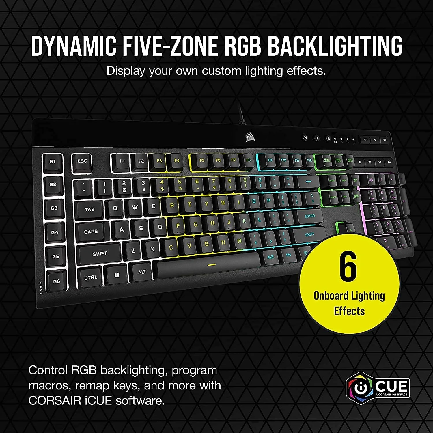 کیبورد گیمینگ کرسیر K55 RGB PRO، مشکی کیبورد گیمینگ کرسیر K55 RGB PRO، مشکی