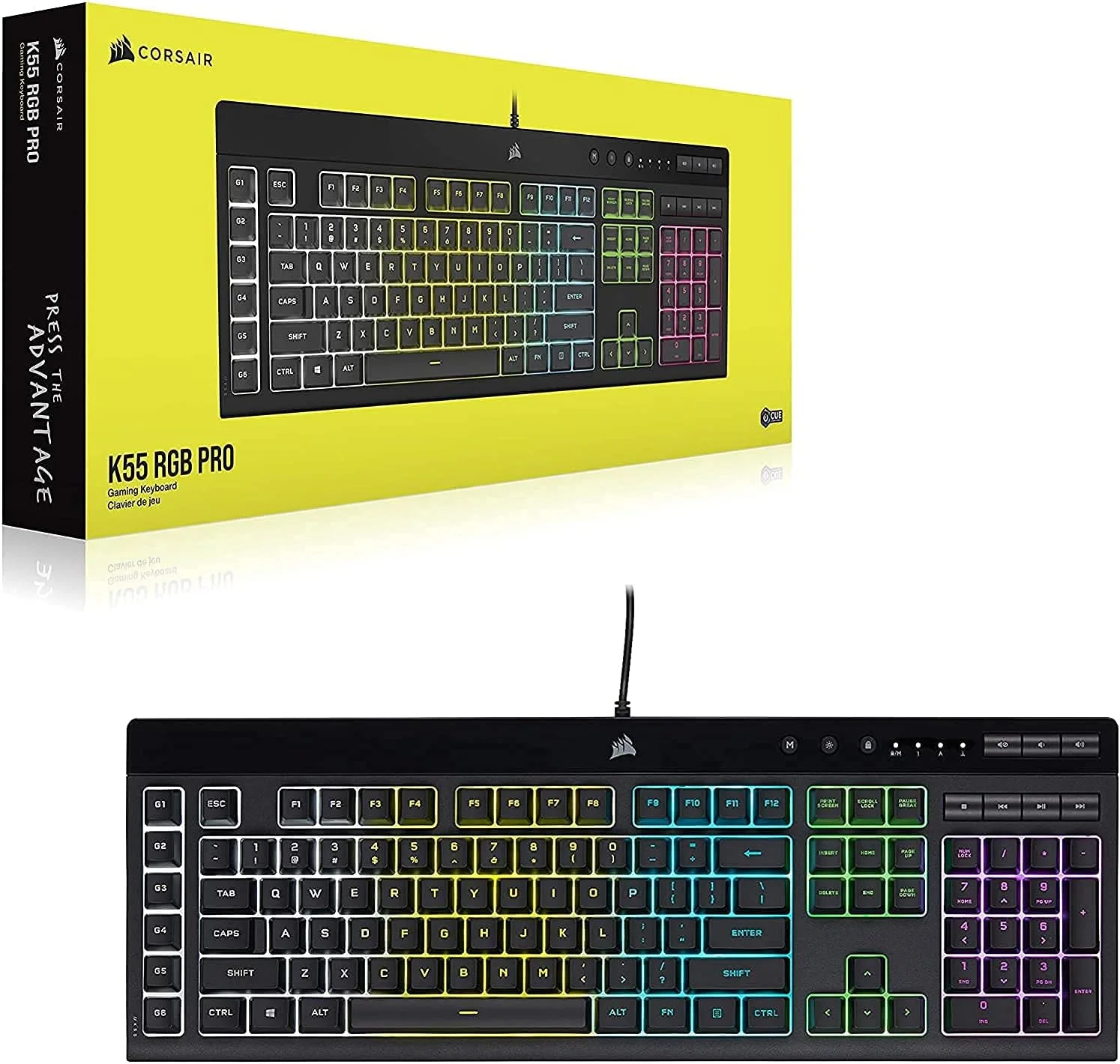 کیبورد گیمینگ کرسیر K55 RGB PRO، مشکی کیبورد گیمینگ کرسیر K55 RGB PRO، مشکی
