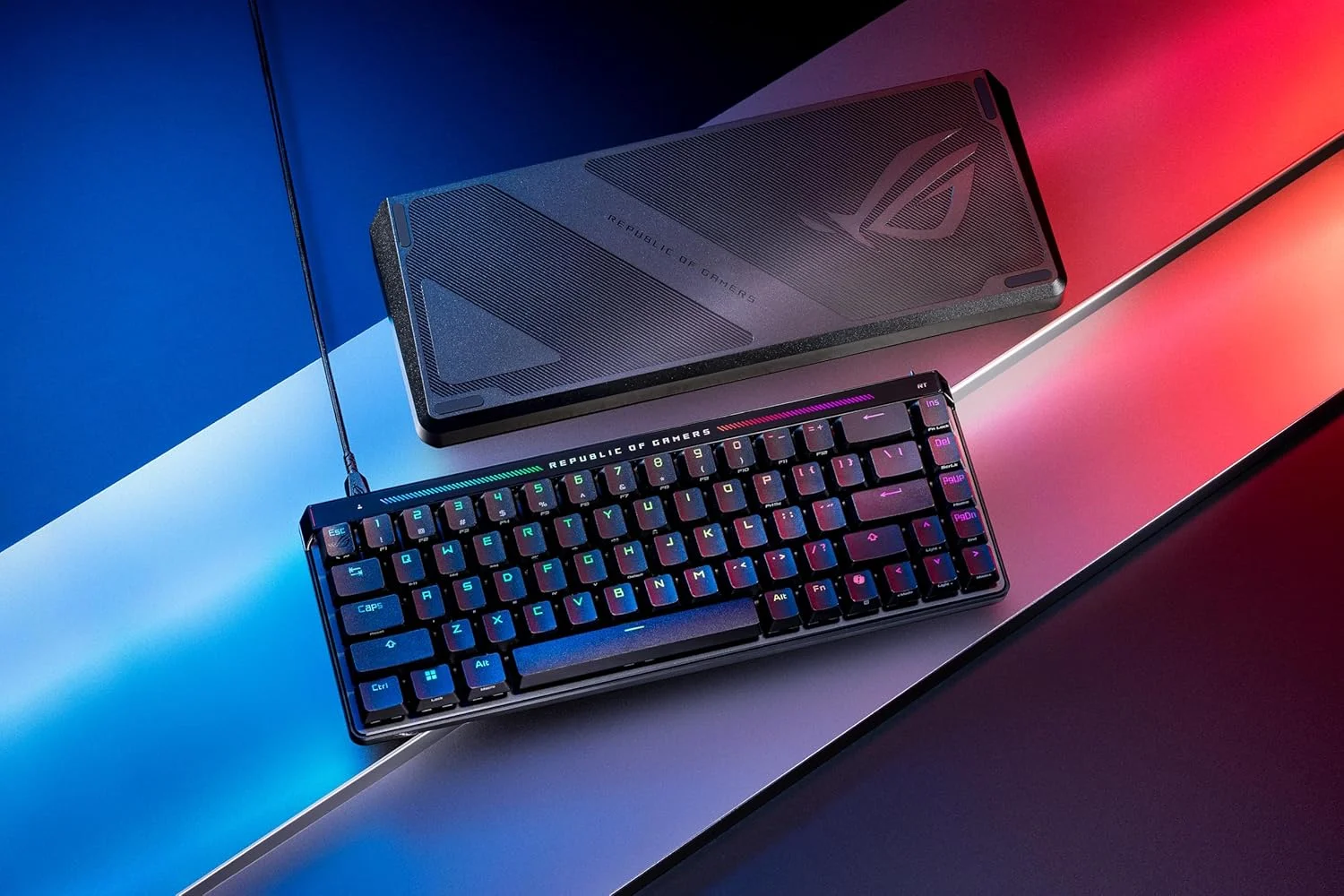 کیبورد گیمینگ компакт 65% ایسوس ROG Falchion Ace HFX با سوییچهای مغناطیسی ROG HFX از پیش روغنکاری شده، کلید Rapid Trigger، نرخ نمونهبرداری 8000 هرتز، فوم میرایی سه لایه، پایه واشر سیلیکونی کیبورد گیمینگ компакт 65% ایسوس ROG Falchion Ace HFX با سوییچهای مغناطیسی ROG HFX از پیش روغنکاری شده، کلید Rapid Trigger، نرخ نمونهبرداری 8000 هرتز، فوم میرایی سه لایه، پایه واشر سیلیکونی