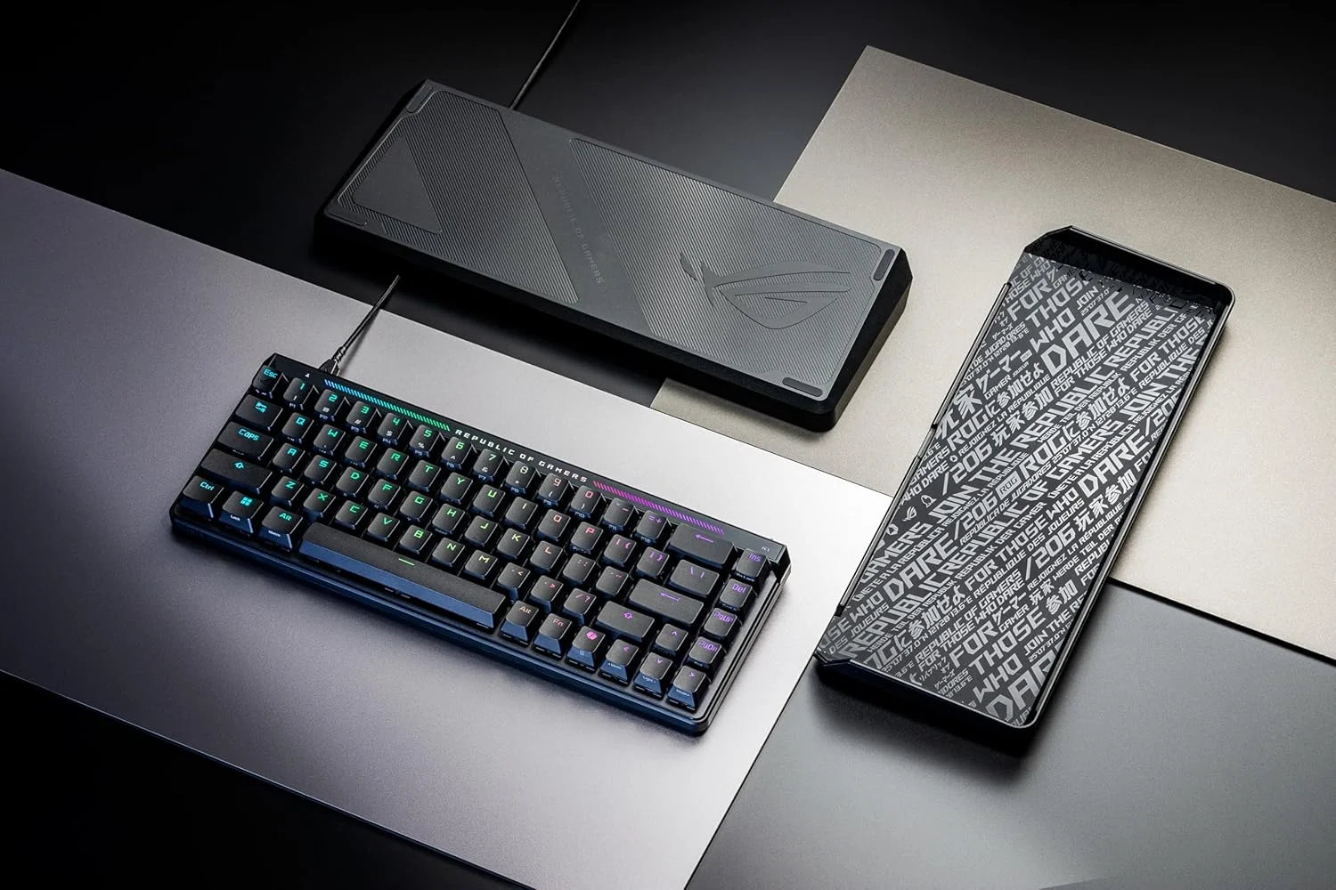 کیبورد گیمینگ компакт 65% ایسوس ROG Falchion Ace HFX با سوییچهای مغناطیسی ROG HFX از پیش روغنکاری شده، کلید Rapid Trigger، نرخ نمونهبرداری 8000 هرتز، فوم میرایی سه لایه، پایه واشر سیلیکونی کیبورد گیمینگ компакт 65% ایسوس ROG Falchion Ace HFX با سوییچهای مغناطیسی ROG HFX از پیش روغنکاری شده، کلید Rapid Trigger، نرخ نمونهبرداری 8000 هرتز، فوم میرایی سه لایه، پایه واشر سیلیکونی